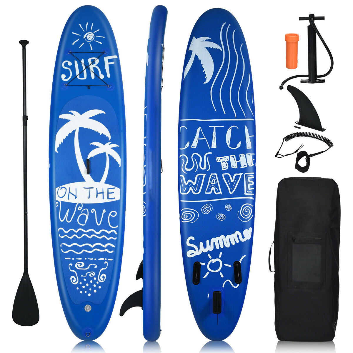 SUGIFT 9.8-ft 253-lb Capacity Inflatable Stand Up Paddle Board with Adjustable Paddle Pump and Backpack