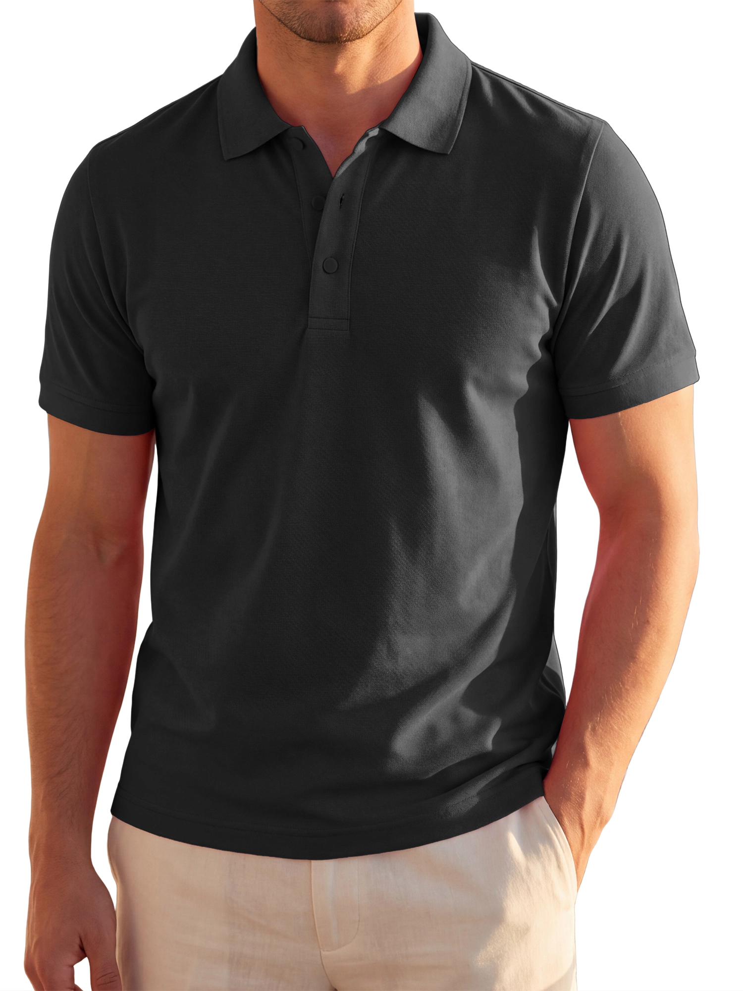 INSPIRE CHIC Men's Short Sleeve Stretchy Golf Polo Shirt