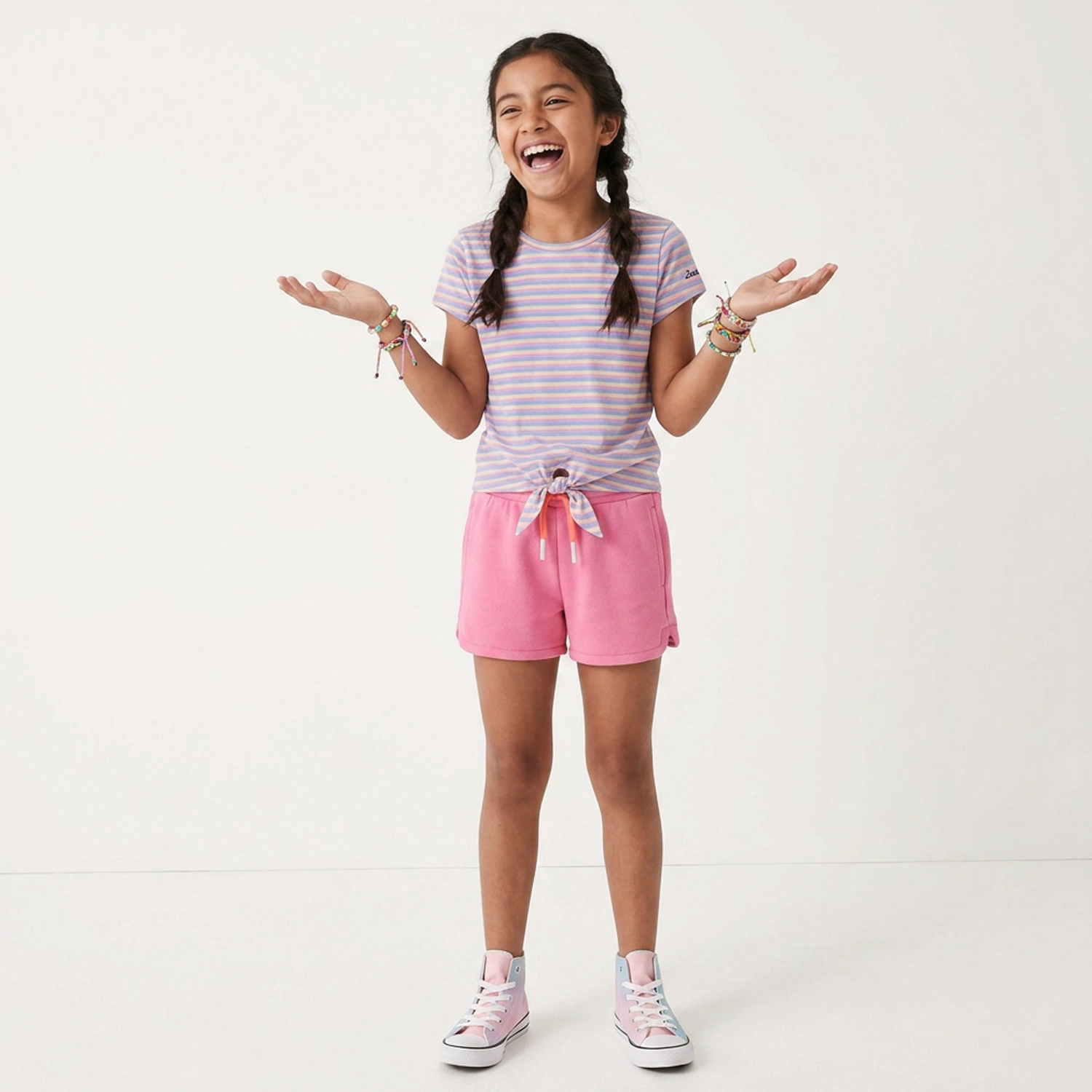 Rockets of Awesome Stripe Front Tie Tee for Girls