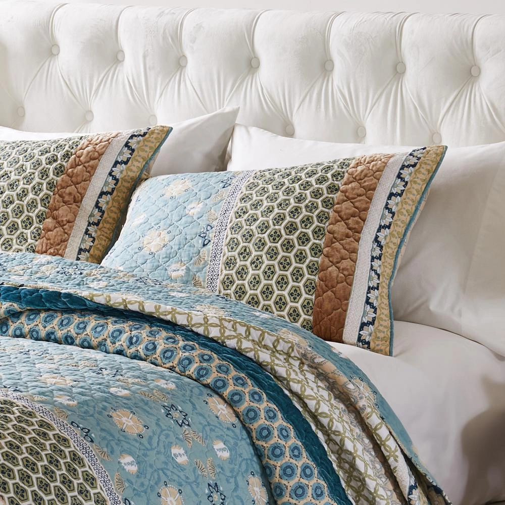 Greenland Home Fashions Thalia Stylized Florals and Geometric Prints Bohemian Ultimate Comfort Sham