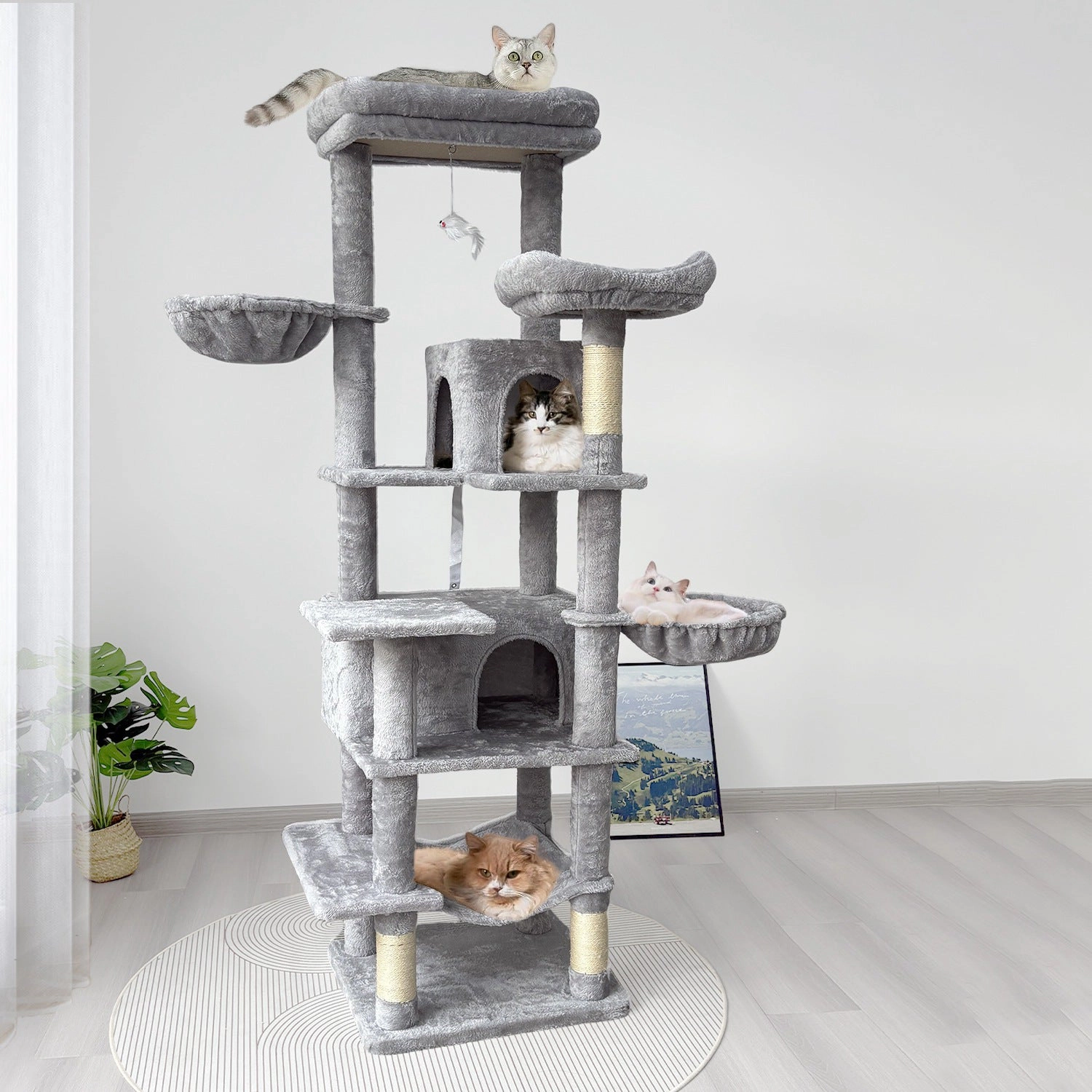 GBruno 68in Multi-Level Cat Tree Tower With Hammocks