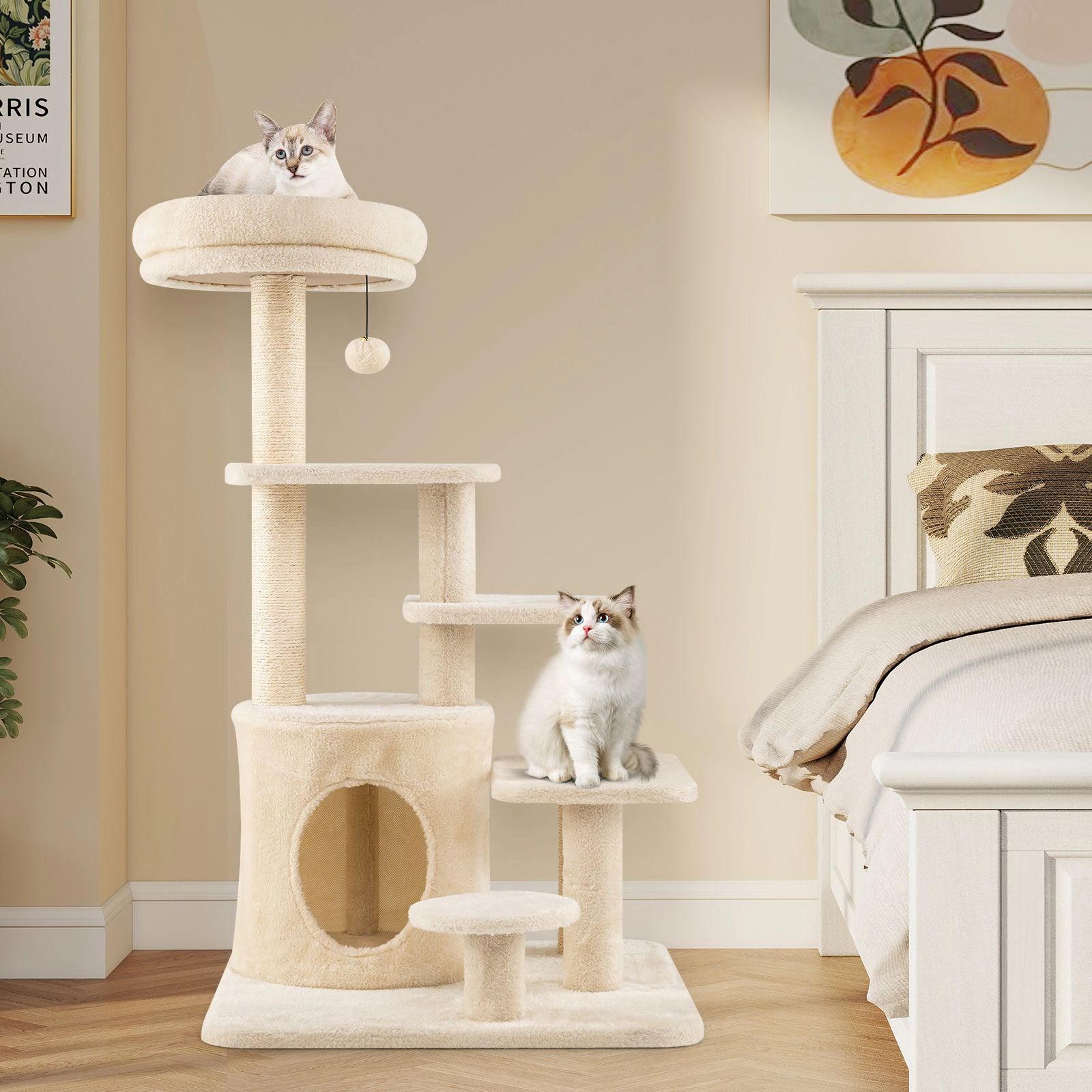 SlickBlue 40 Inch Cat Climbing Tower with Condo, Perch and Scratcher