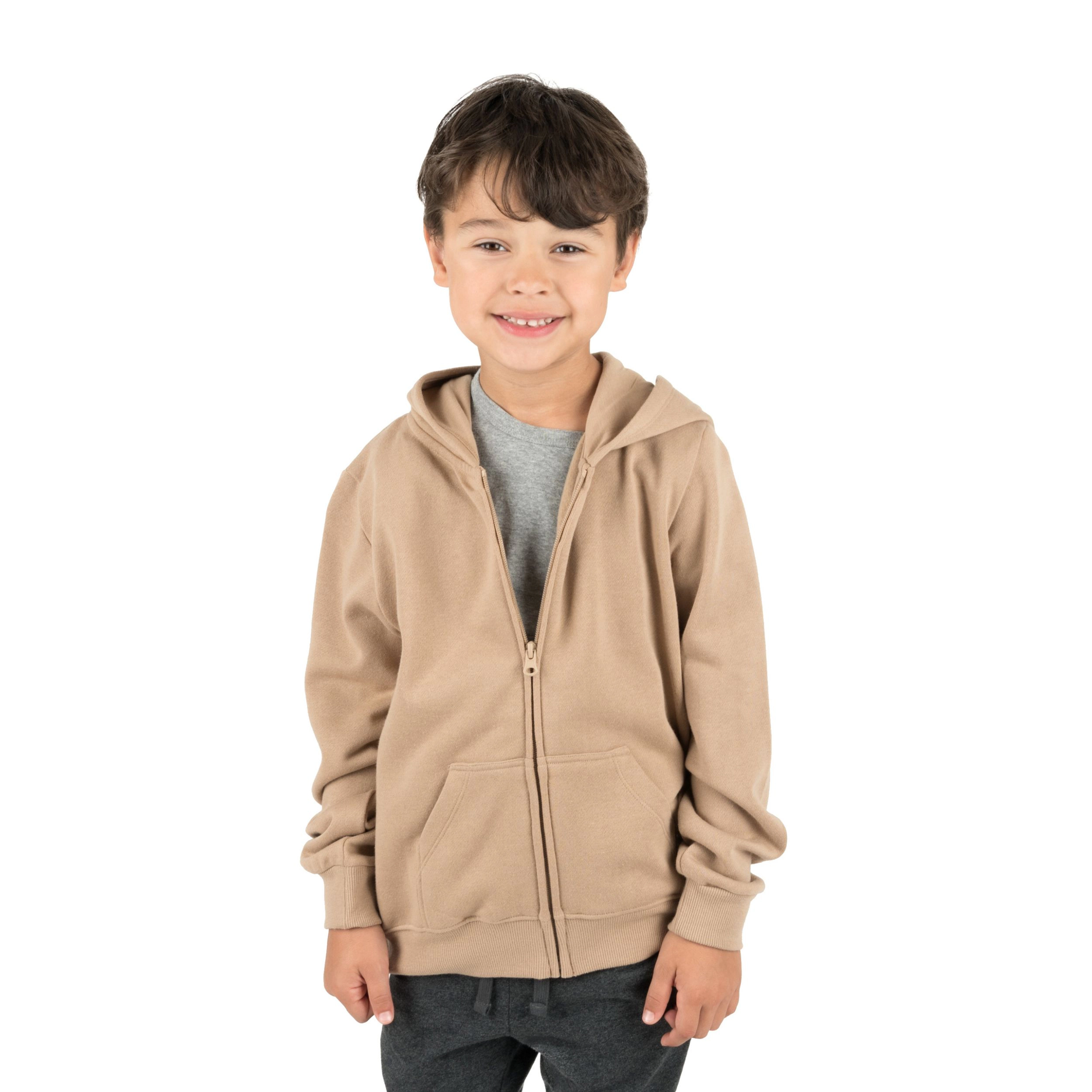 Leveret Toddler/Kid Basics Neutral Solid Full Zip Hoodie Sweatshirt