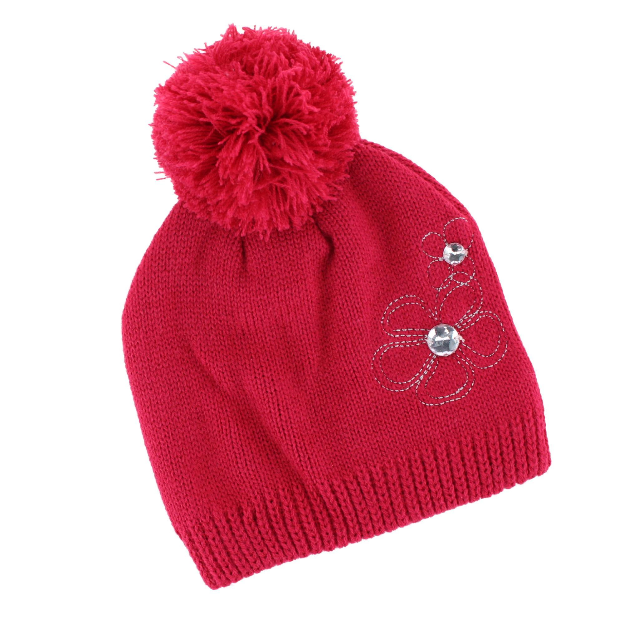 ClimaZer0 Girl's Flower Beanie Hat Scarf and Gloves Winter Set