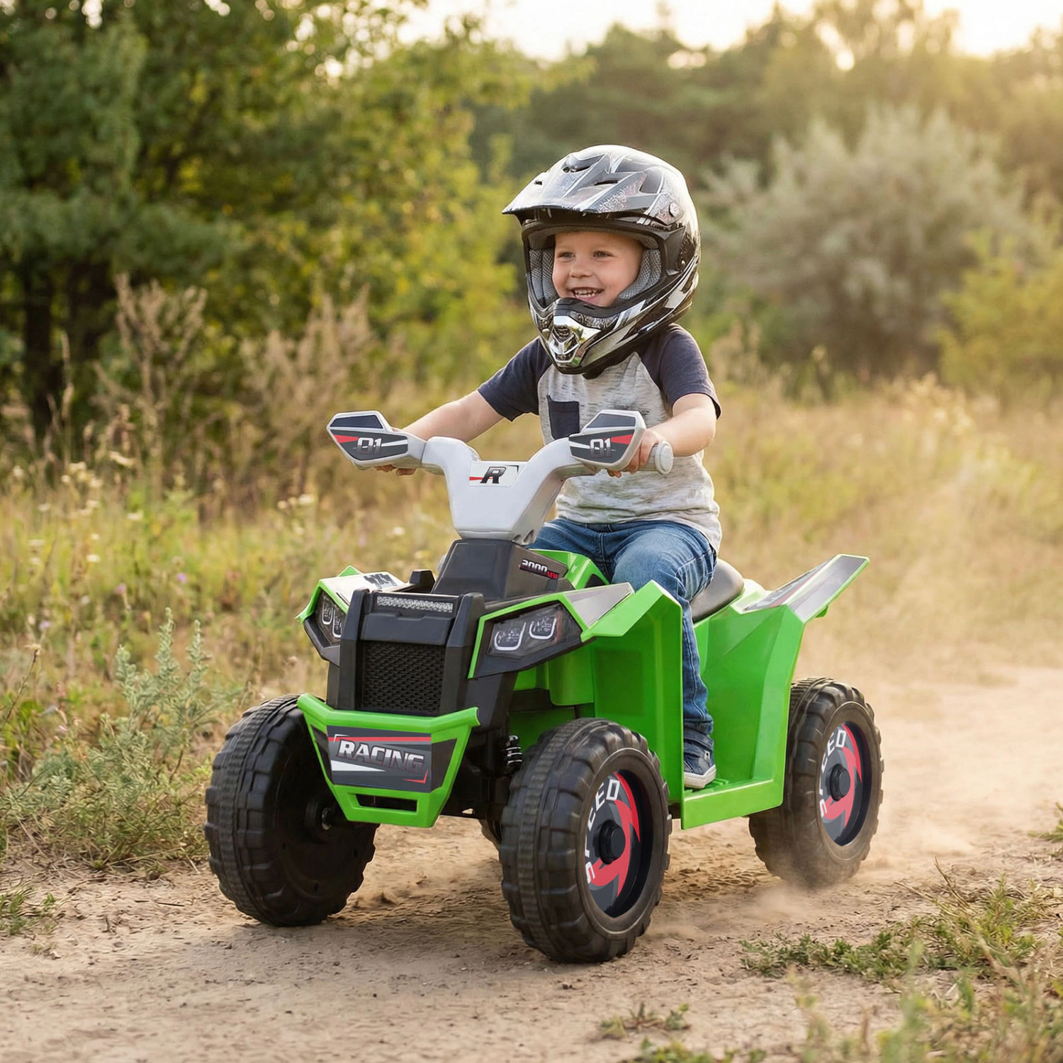 LJG 6V Kids Electric ATV Quad Car with Detachable Trailer