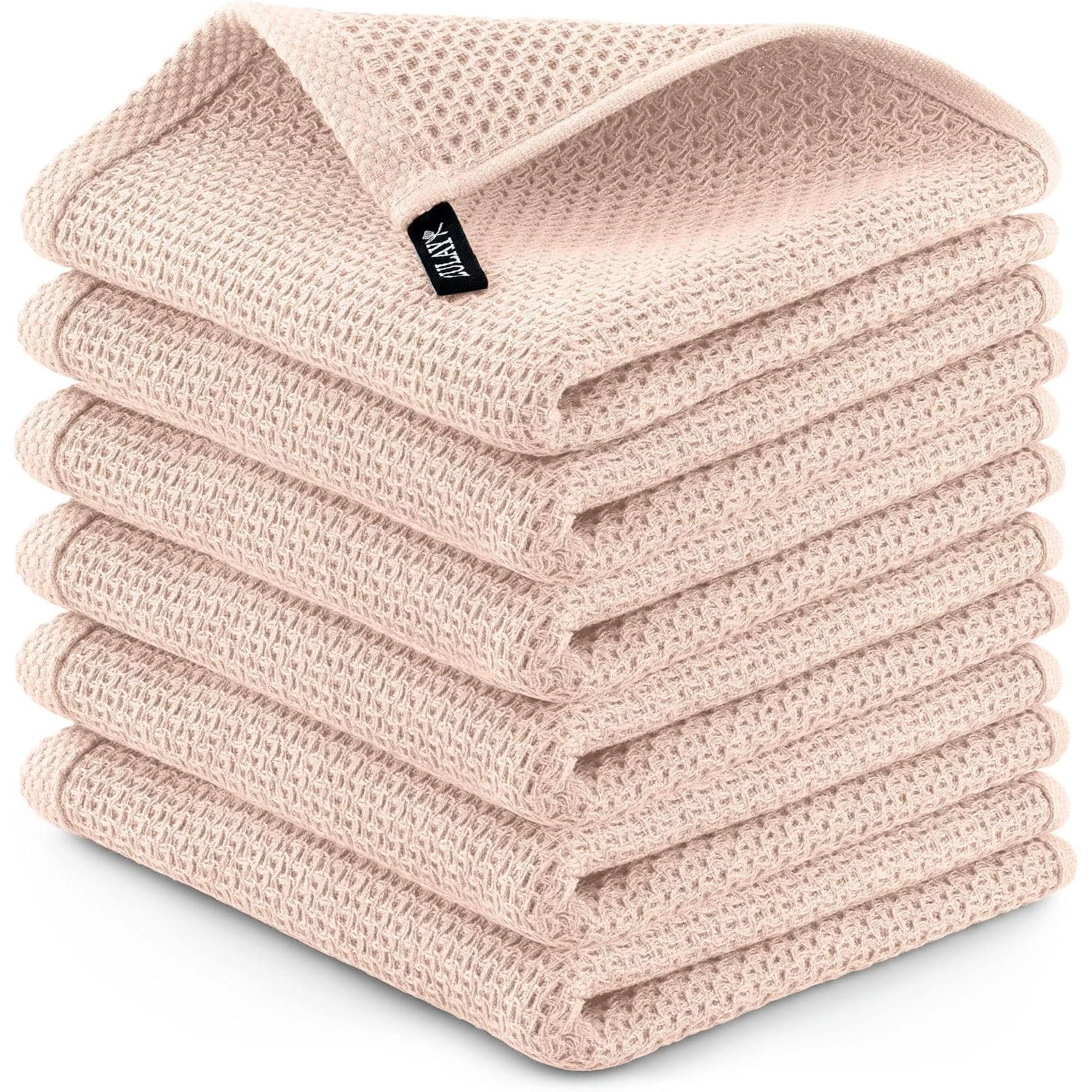 Zulay Kitchen Towels 6 Pack 100% Cotton Waffle Weave - 12x12” Super Absorbent Dish for
