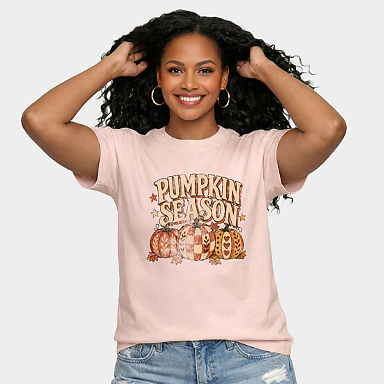 Simply Sage Market - Women's Relaxed Boxy Tee - Pumpkin Season Pattern Stars