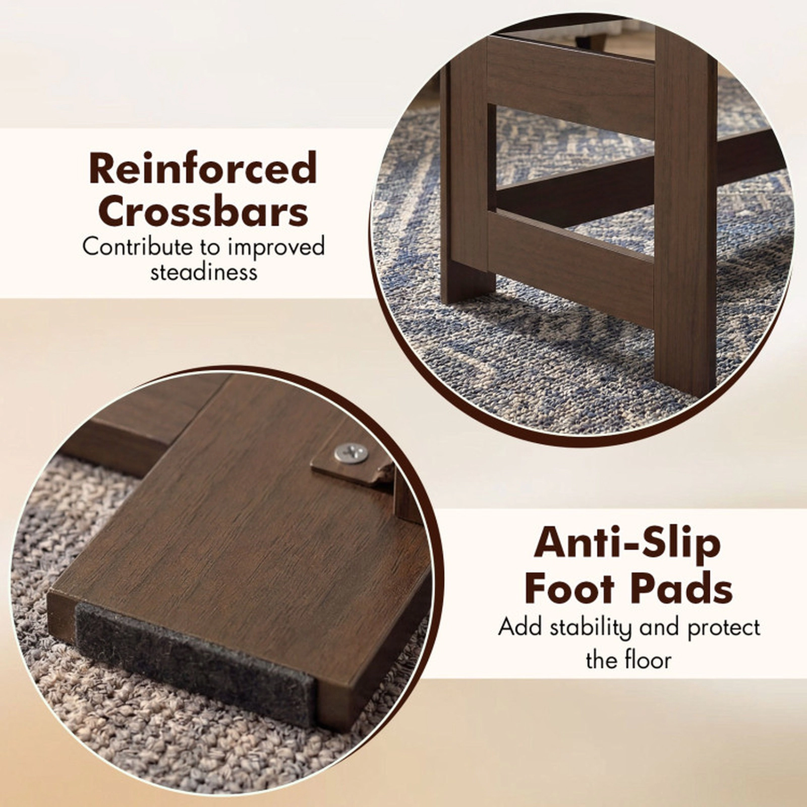 SUGIFT 31.5-in 14-in Tall Portable Low Floor Coffee Table with Foldable Legs and 1.7-in Folded Thickness