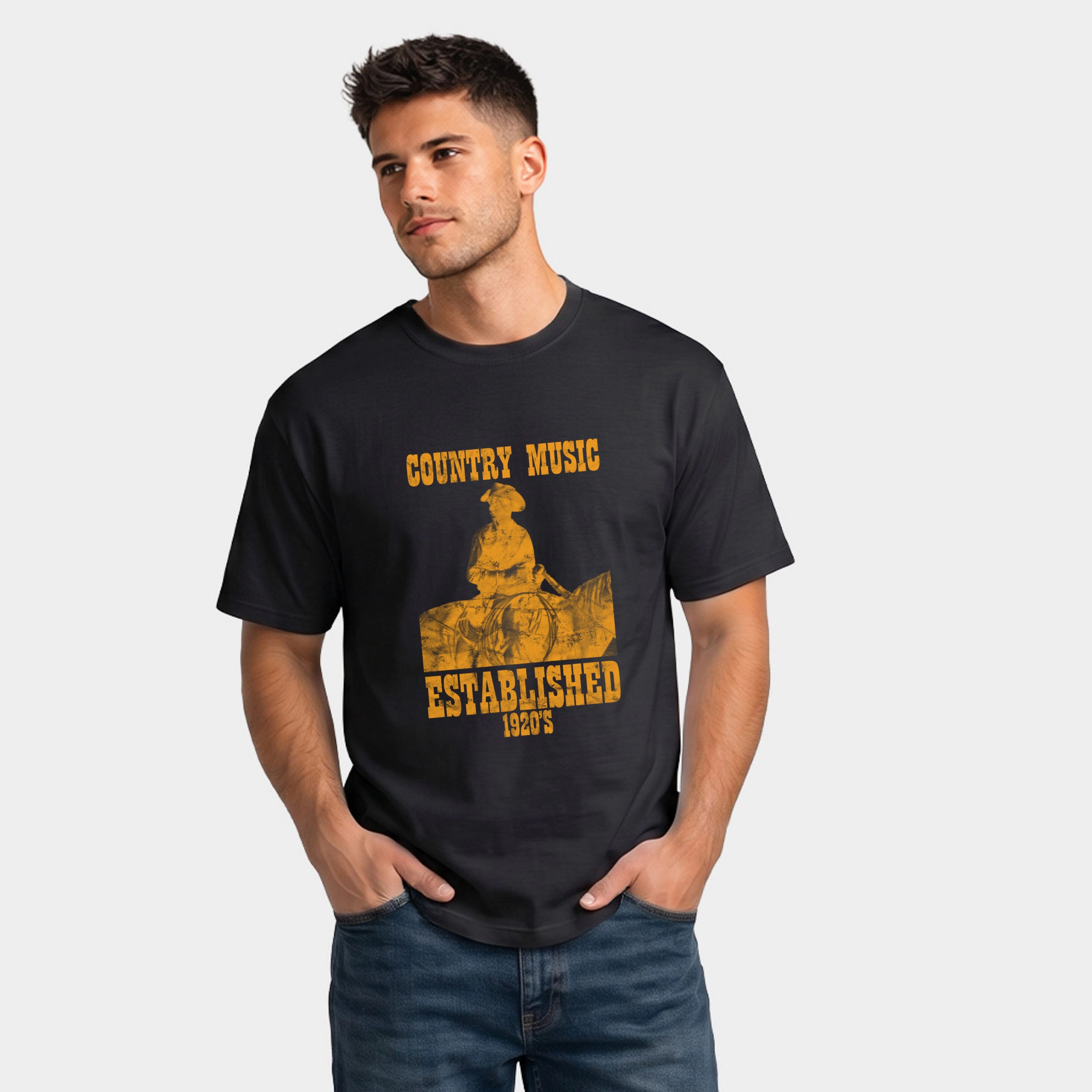 Simply Sage Market - Men's Garment Dyed Graphic T-Shirt Country Music EST 1920s