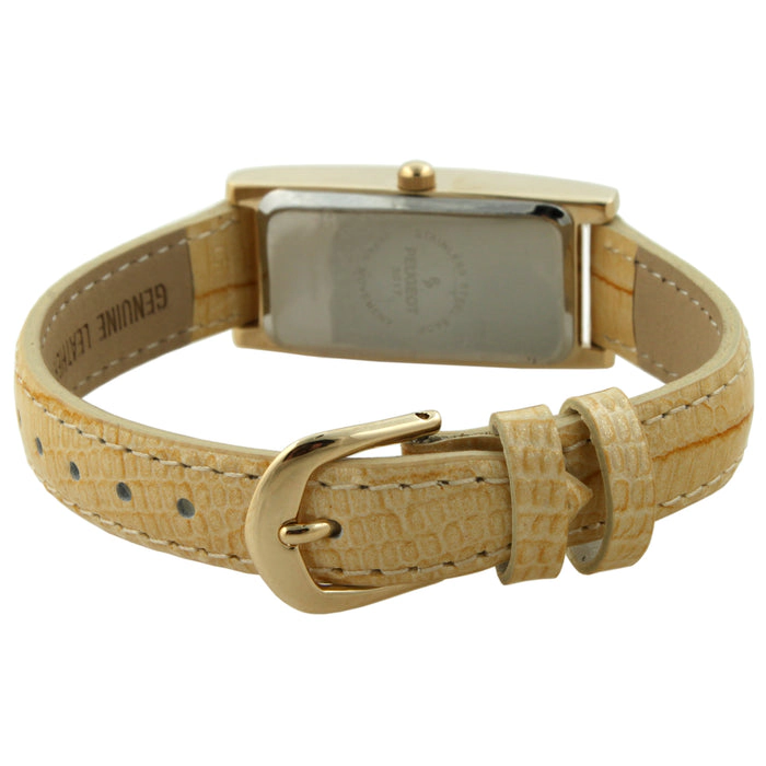 Peugeot Women 35x18mm Rectangular Watch Glossy Tan Leather Strap