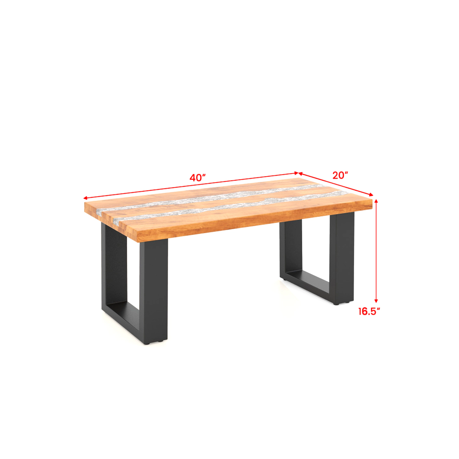 Hivvago Solid Teak Outdoor Table with Artistic Epoxy River Detailing