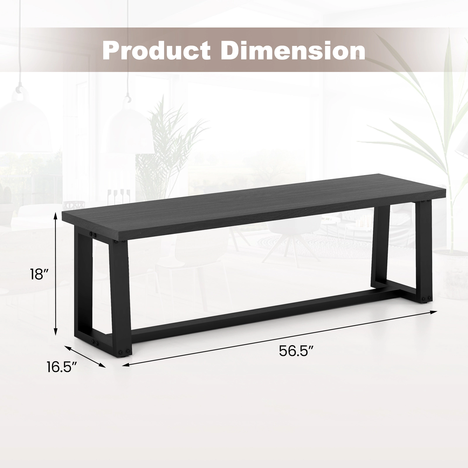 SlickBlue Unisex Acacia Wood Dining Bench, Black Storage Entryway Seat