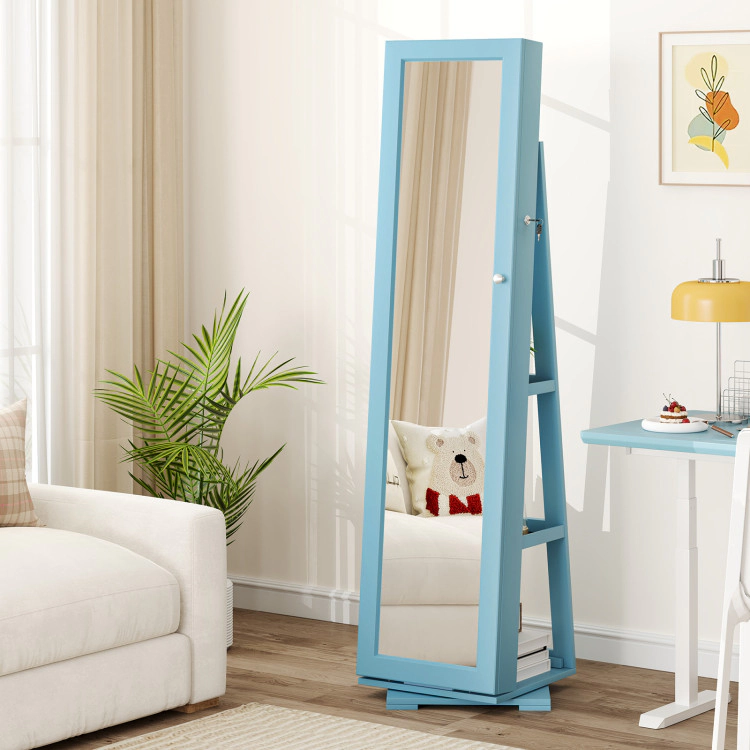 Hivvago 360° Rotatable 2-in-1 Lockable Jewelry Cabinet with Full-Length Mirror
