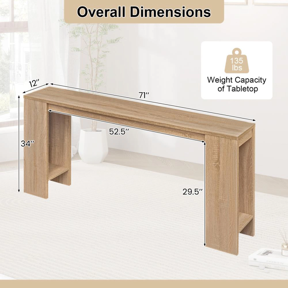 Hivvago 71 Inches Long Console Table With Storage For Hallway