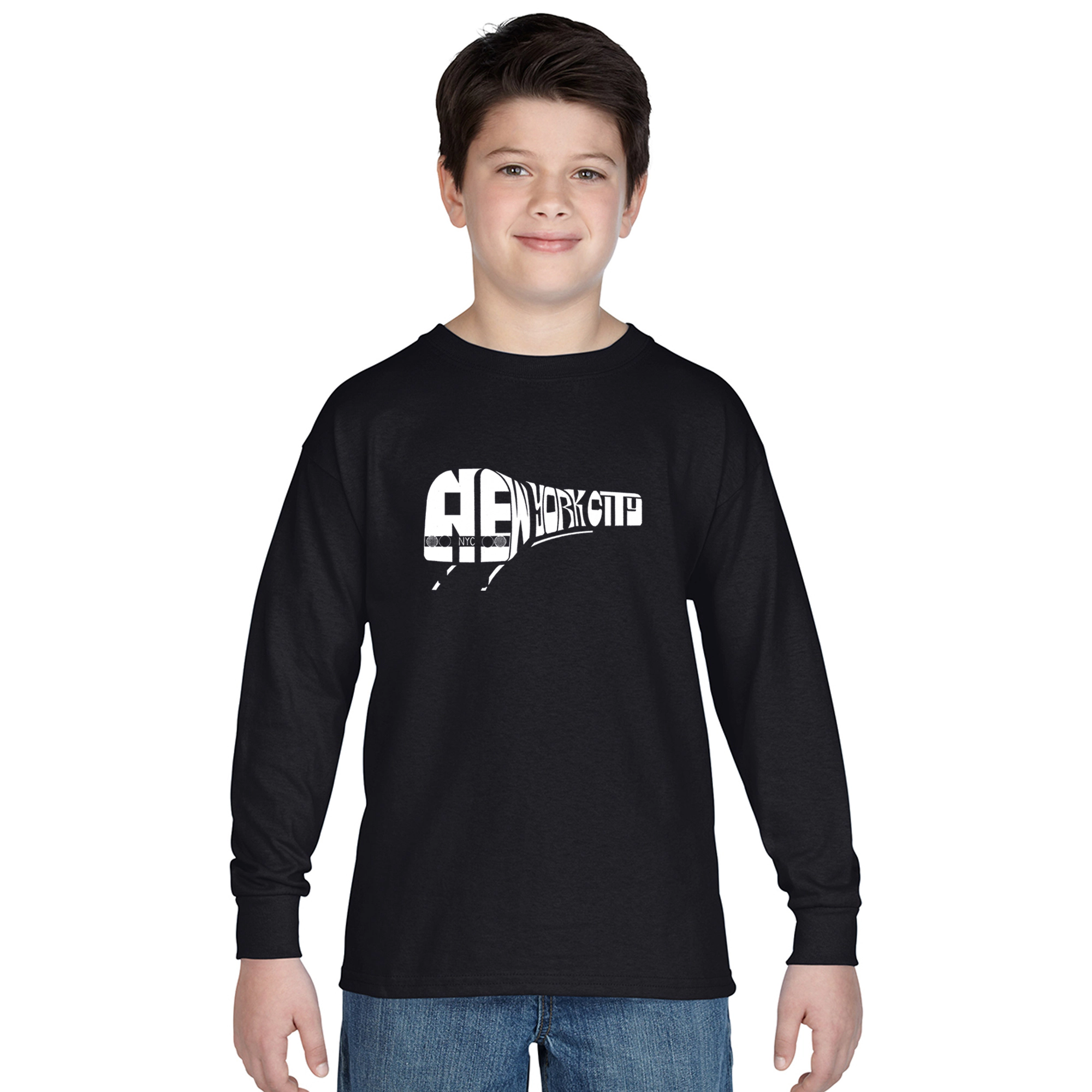 LA Pop Art Boys Long Sleeve T-Shirt -  NY SUBWAY