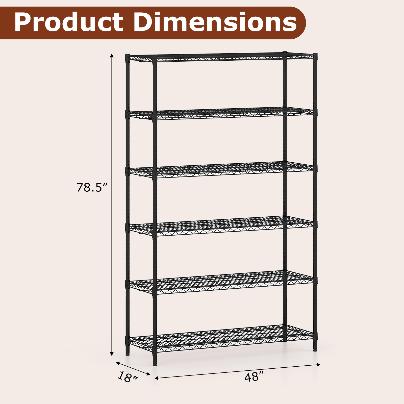 SlickBlue Heavy Duty Metal Storage Shelving Unit with 6-Tier Adjustable Design