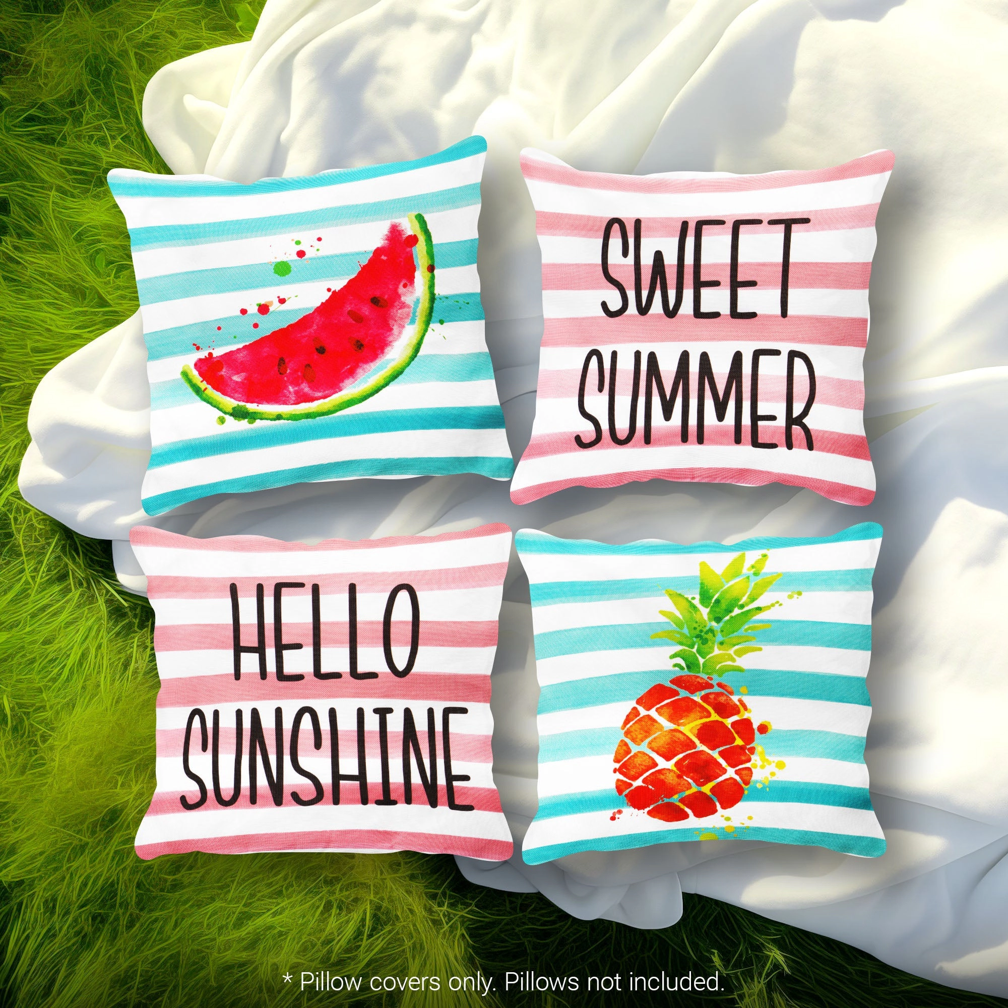G128 Summer Pineapple Watermelon Decorative Throw Pillow Covers