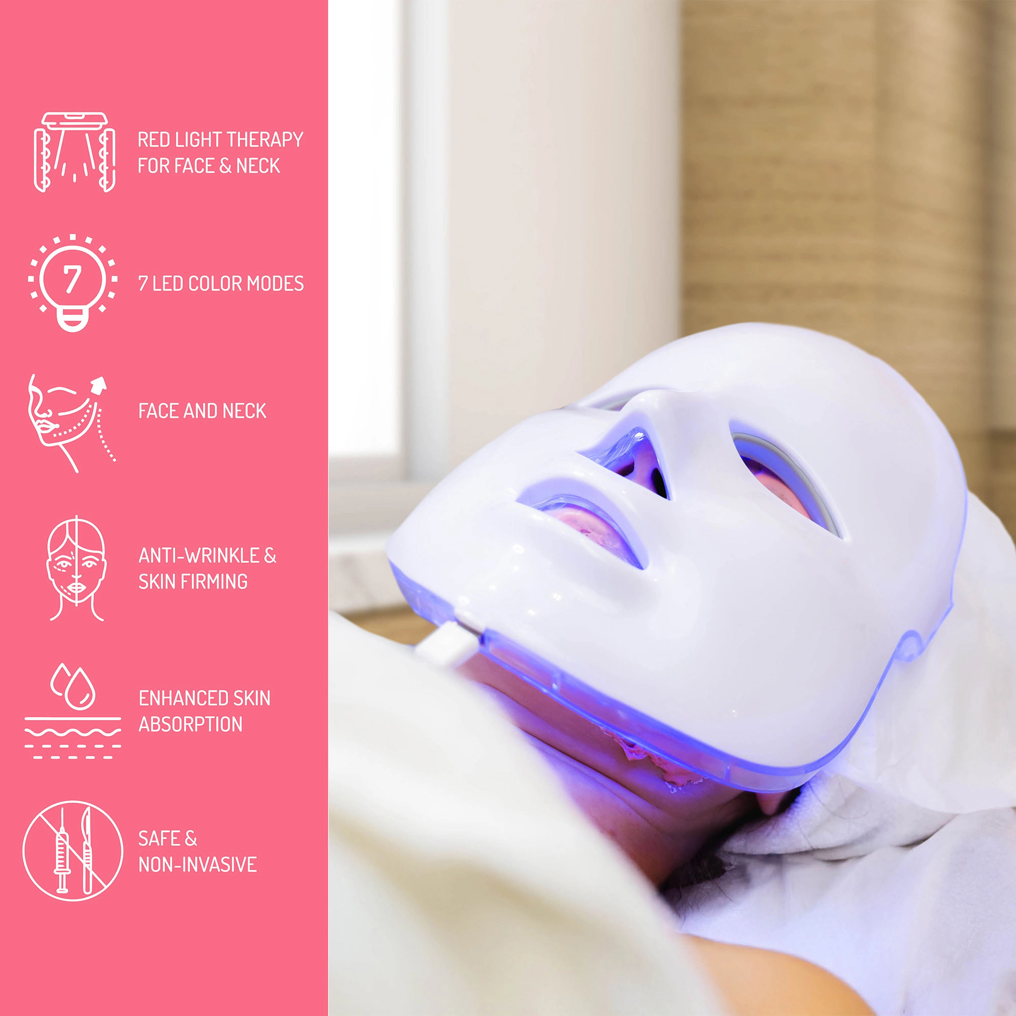 Pursonic Women's 3-in-1 LED Skincare Spa Bundle: 7-in-1 Face Mask, Sculpting Wand & Facial Steamer