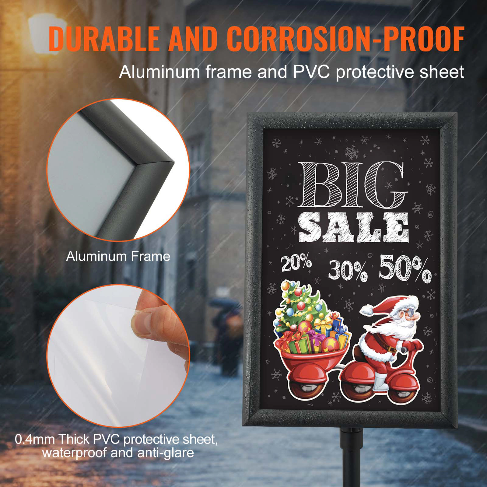 HONGGE Pedestal Sign Holder Vertical and Horizontal Adjustable Poster Stand Heavy-Duty Floor Standing Sign Holder with