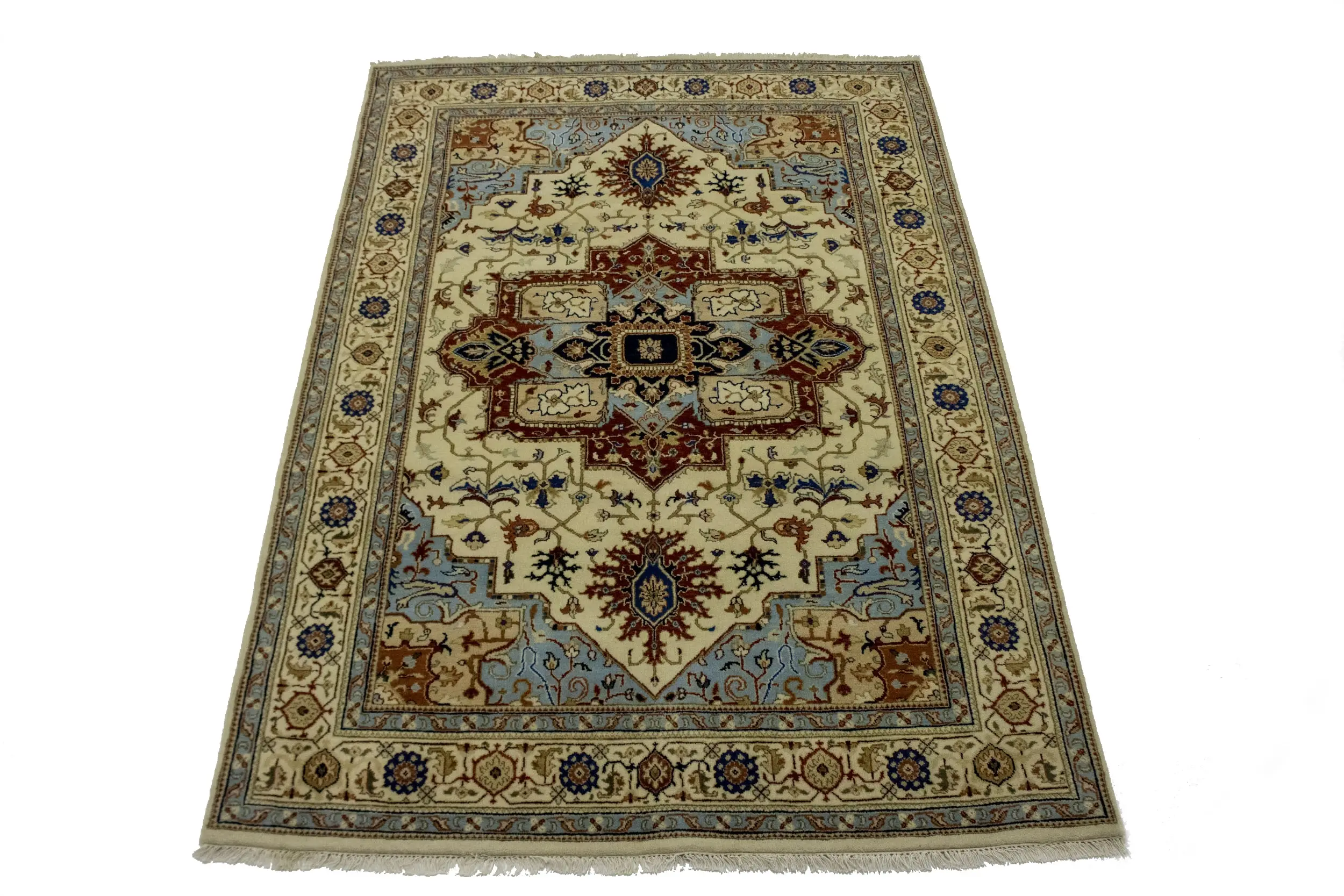 Magic Rugs Cream Geometric Floral 6X8 Oriental Rug