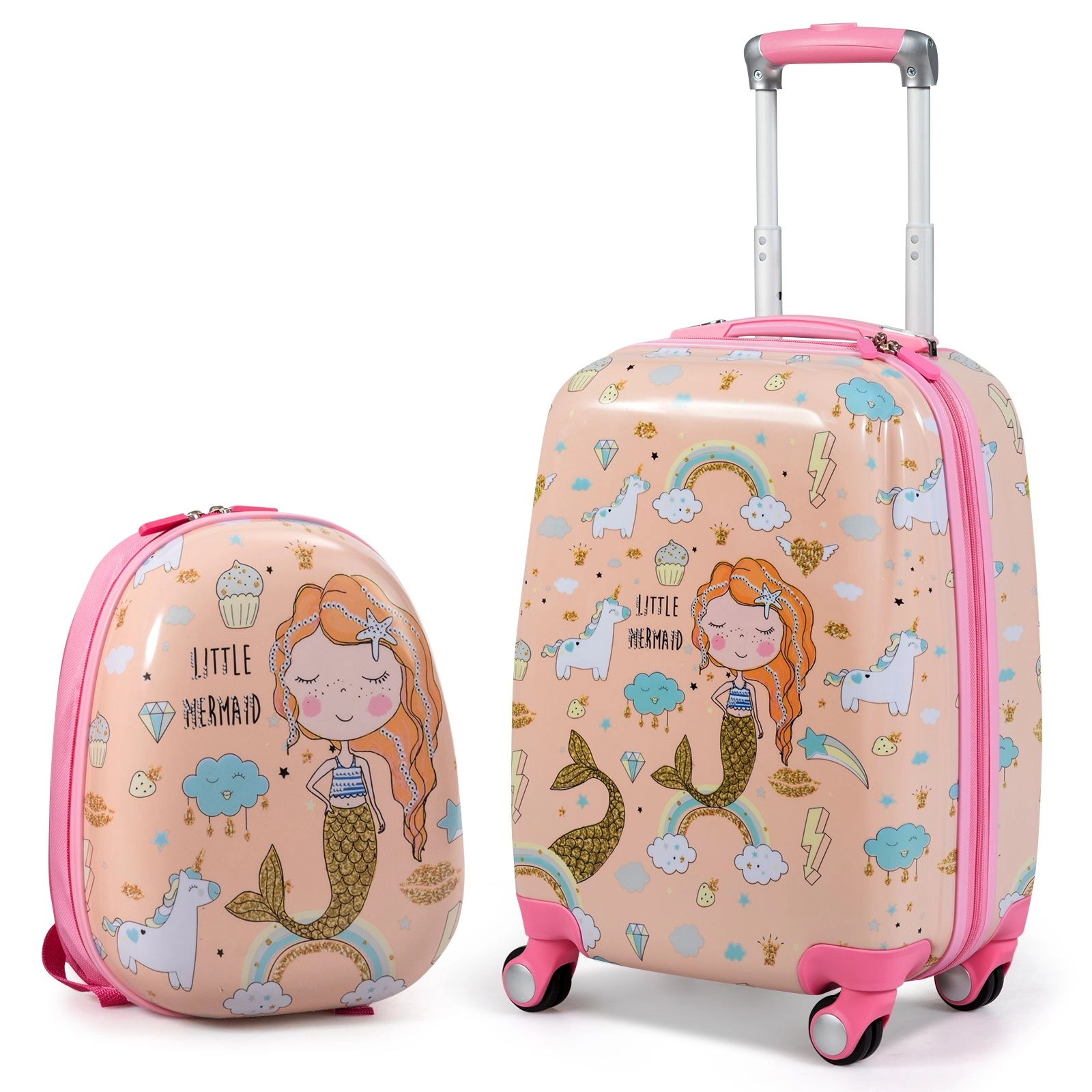SlickBlue 2-Piece Kids Travel Luggage Set with Rolling Suitcase