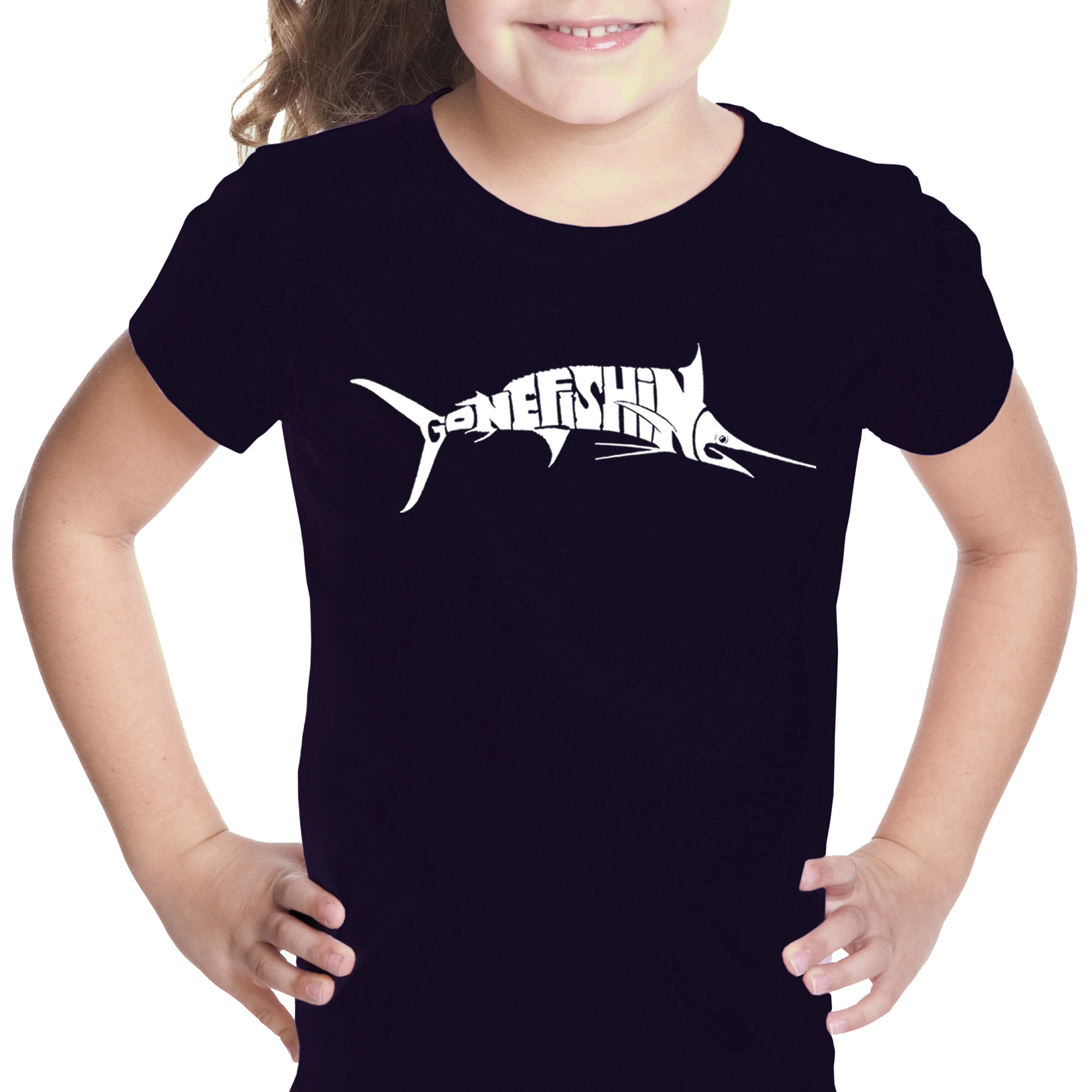 LA Pop Art Girls Word T-Shirt - Marlin Gone Fishing