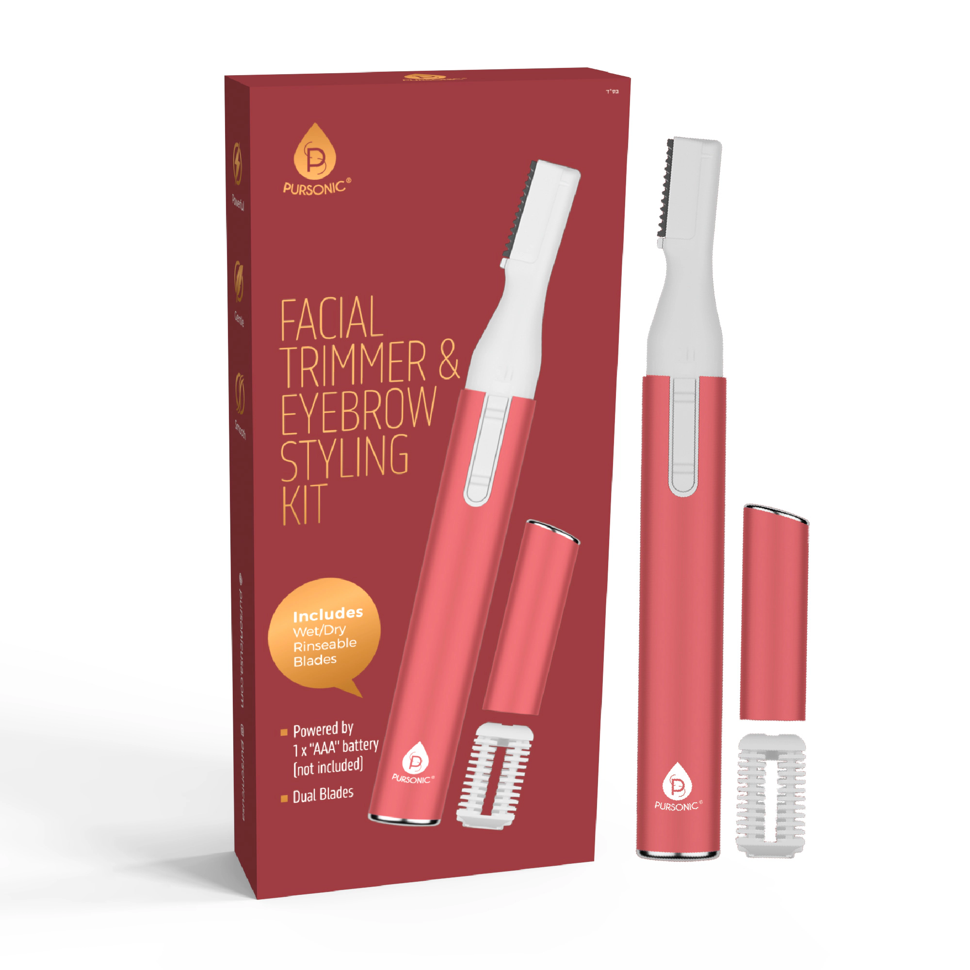 Pursonic Women’s Multi-Purpose Facial Hair Trimmer & Eyebrow Styling Kit