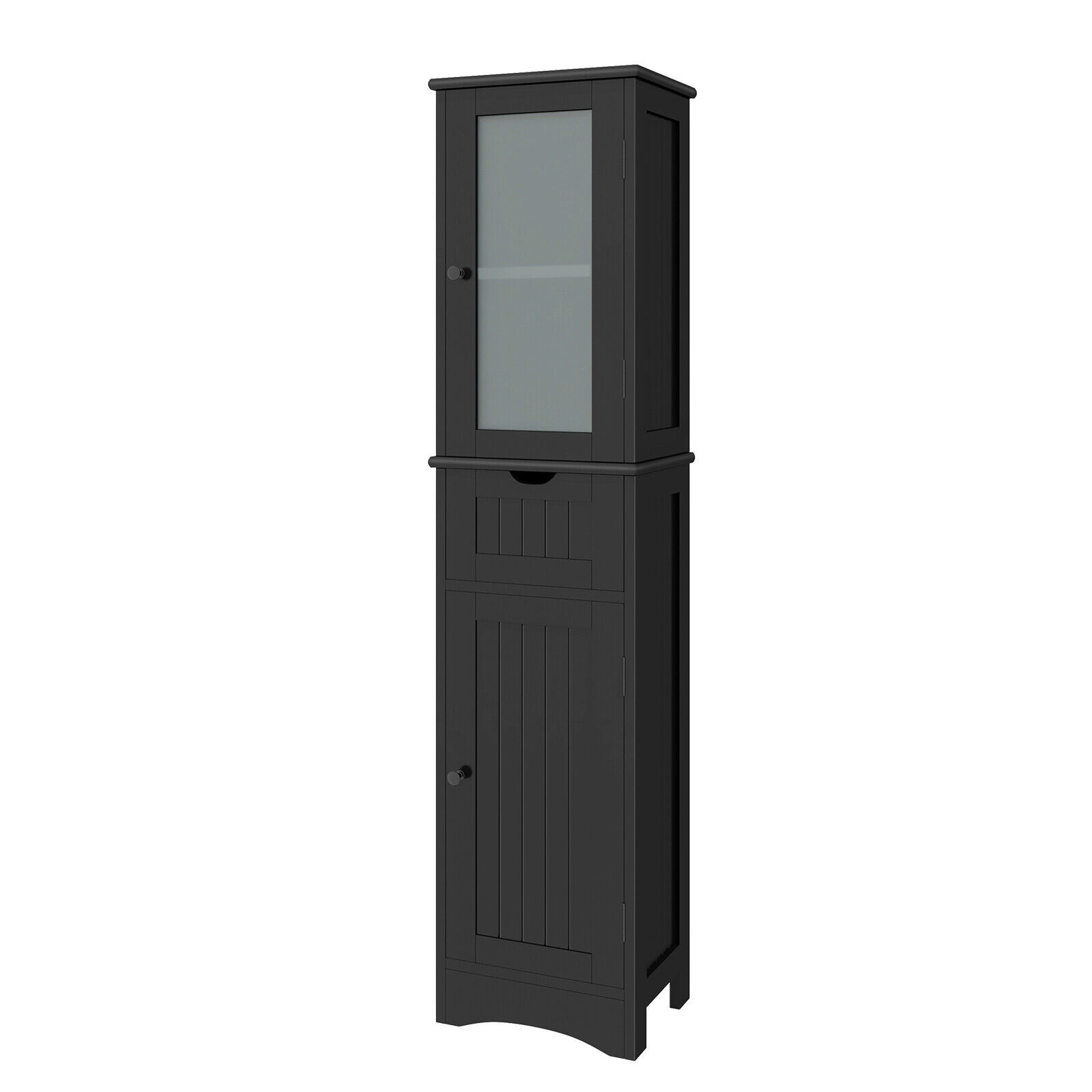 Glintex 67-Inch Slim Storage Cabinet with 2 Glass Doors and 1 Drawer