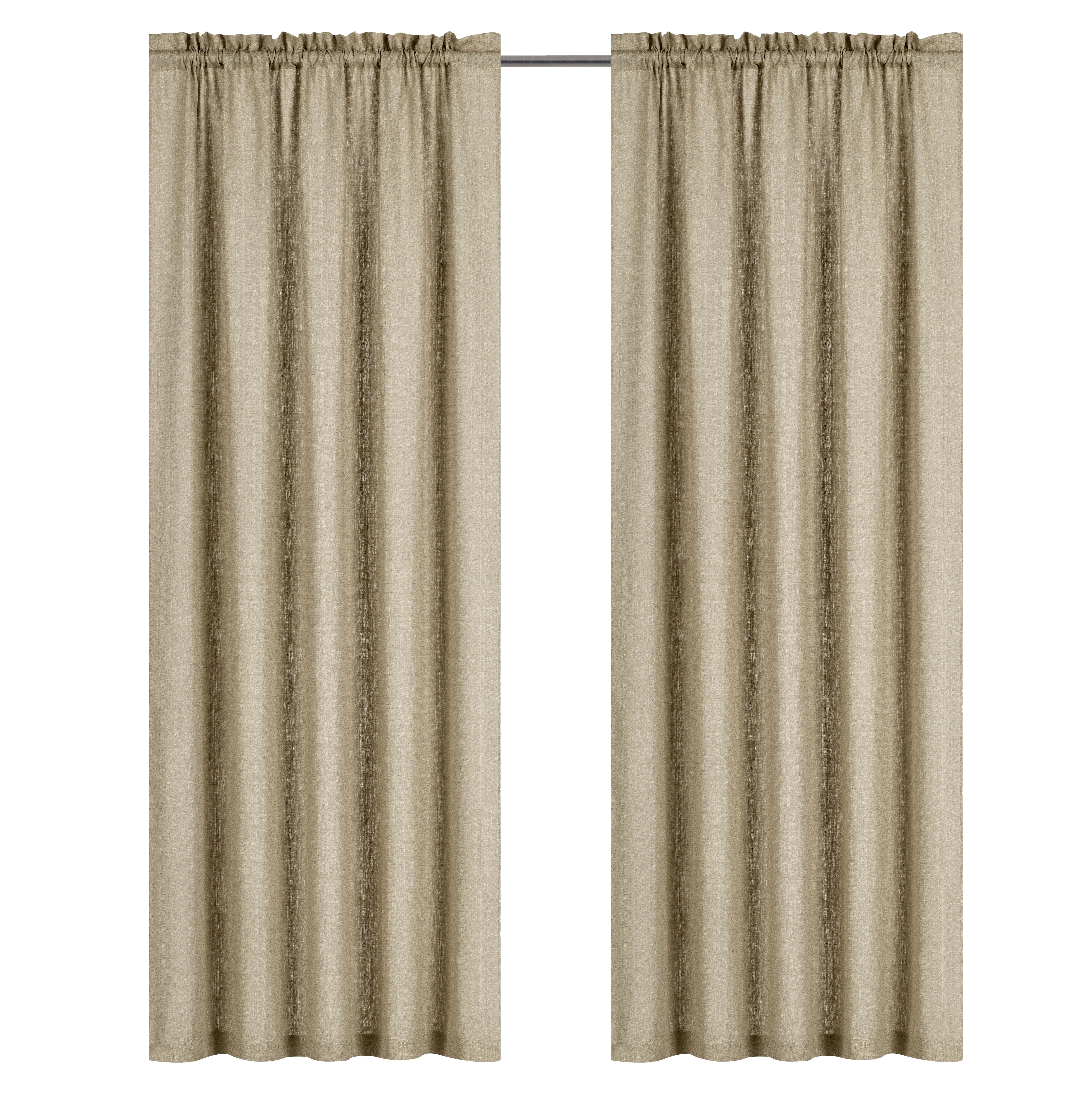 Kate Aurora 1 Piece Flax Semi Sheer Rod Pocket Beige/Linen Curtain Panel - 84 in. Long
