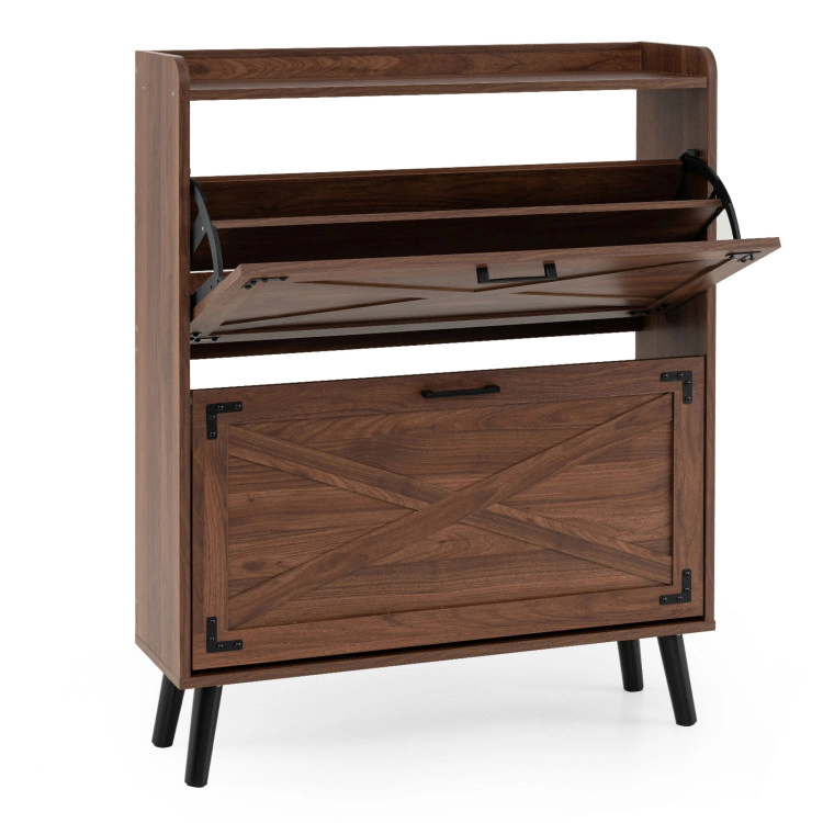 Hivvago Narrow Shoe Cabinet with Adjustable and Removable Shelves for Entryway