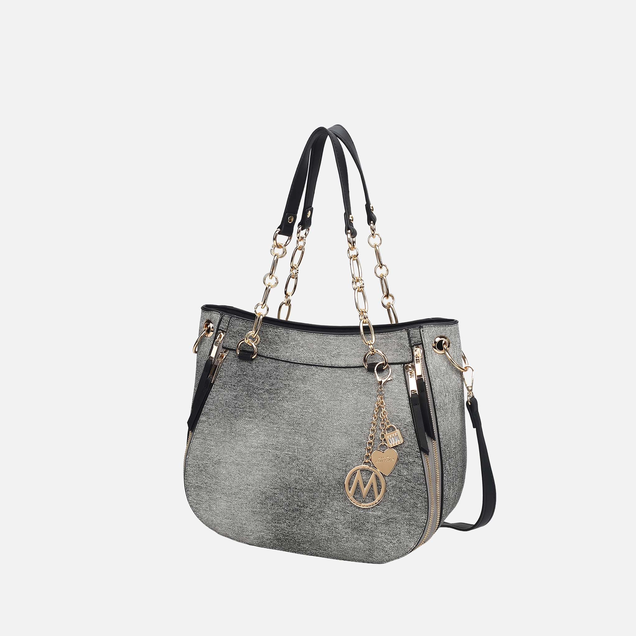 MKF Collection by Mia K Lina Tote Bag and Wallet Set, Denim Vegan Leather Handbag