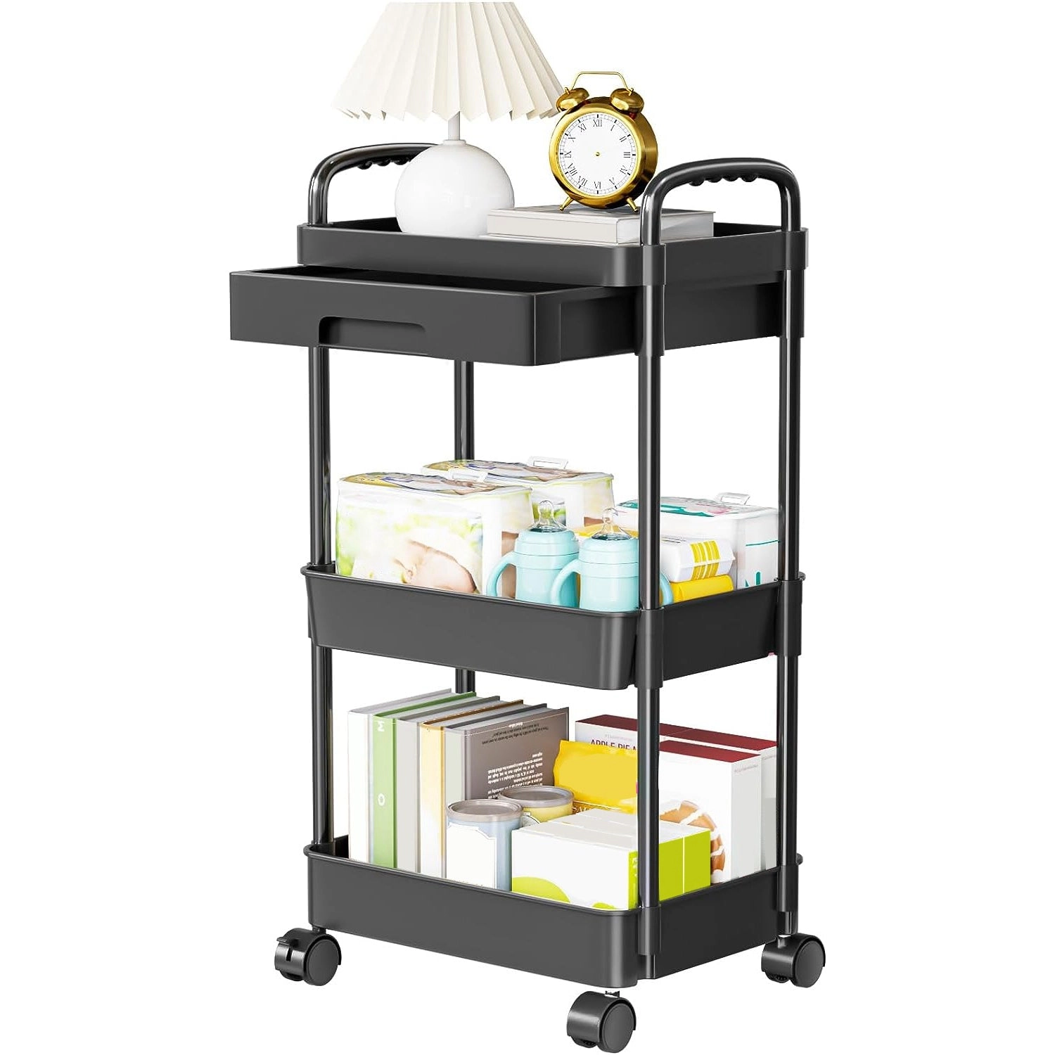 GBruno 3-Tier Rolling Utility Cart With Drawer