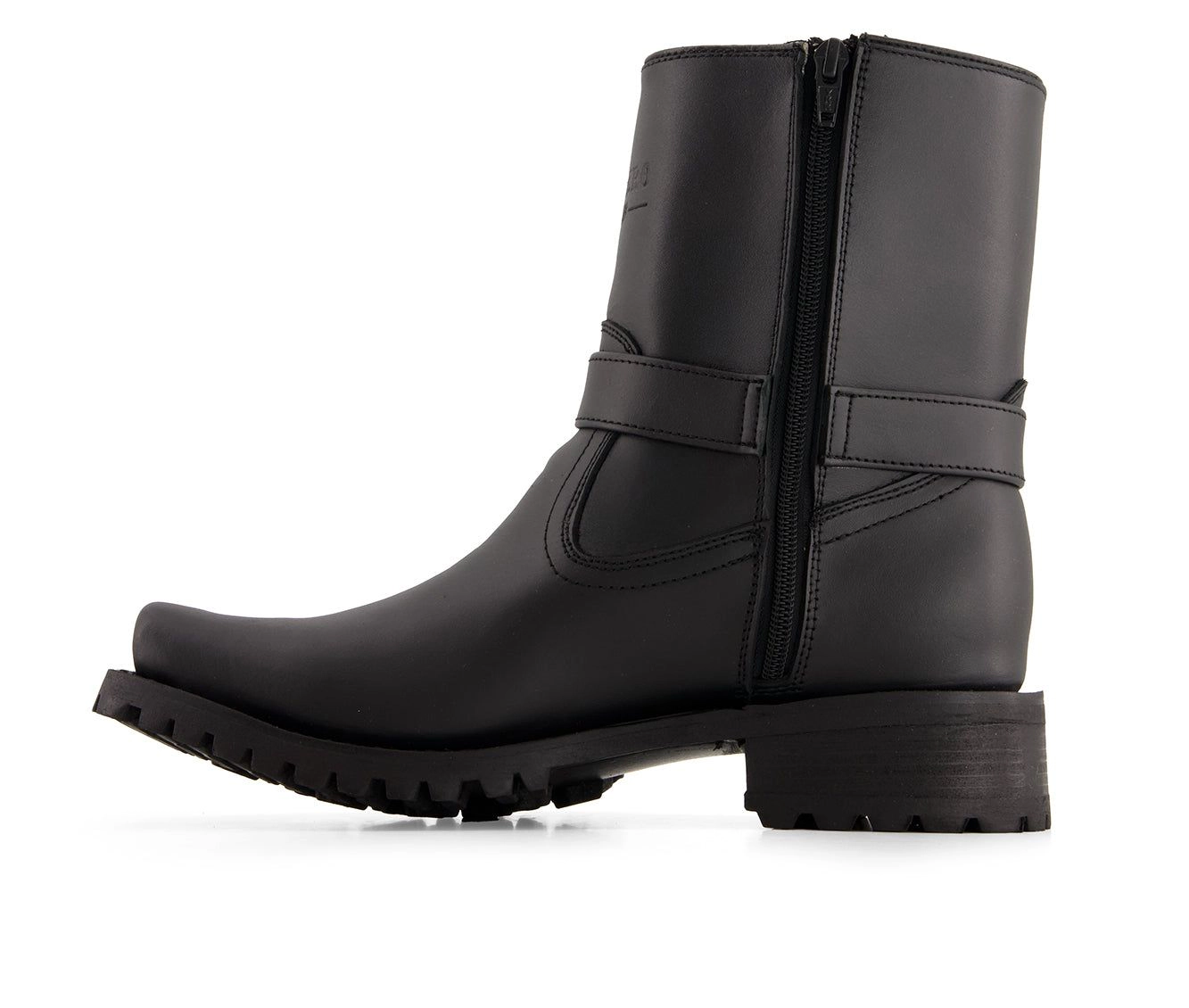 Forastero Mens Leather Biker Boots With Zipper Closure