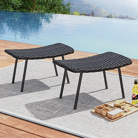 Hivvago Patio Ottoman Seating Set with Metal Legs
