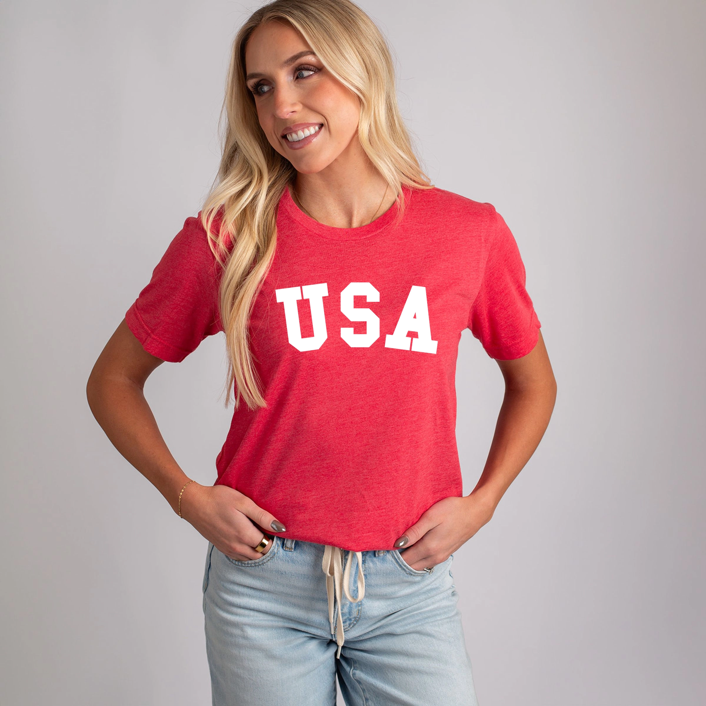 Simply Sage Market - USA Bold Women's Short Sleeve Graphic T-Shirt