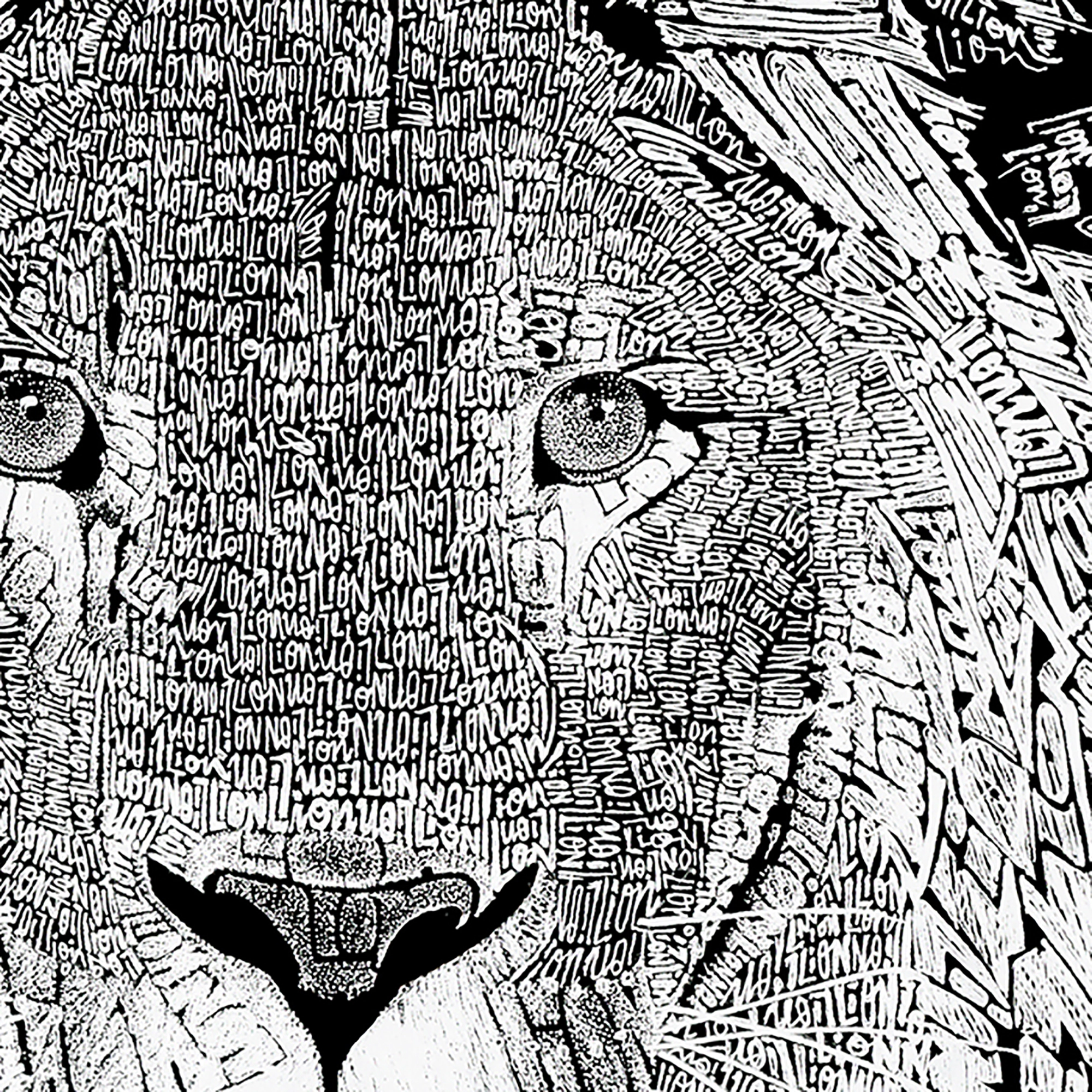 LA Pop Art Men's Lion Word T-Shirt