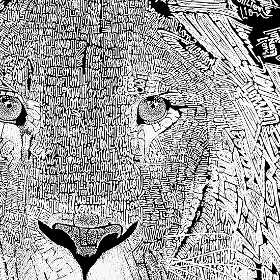 LA Pop Art Men's Lion Word Art T-Shirt