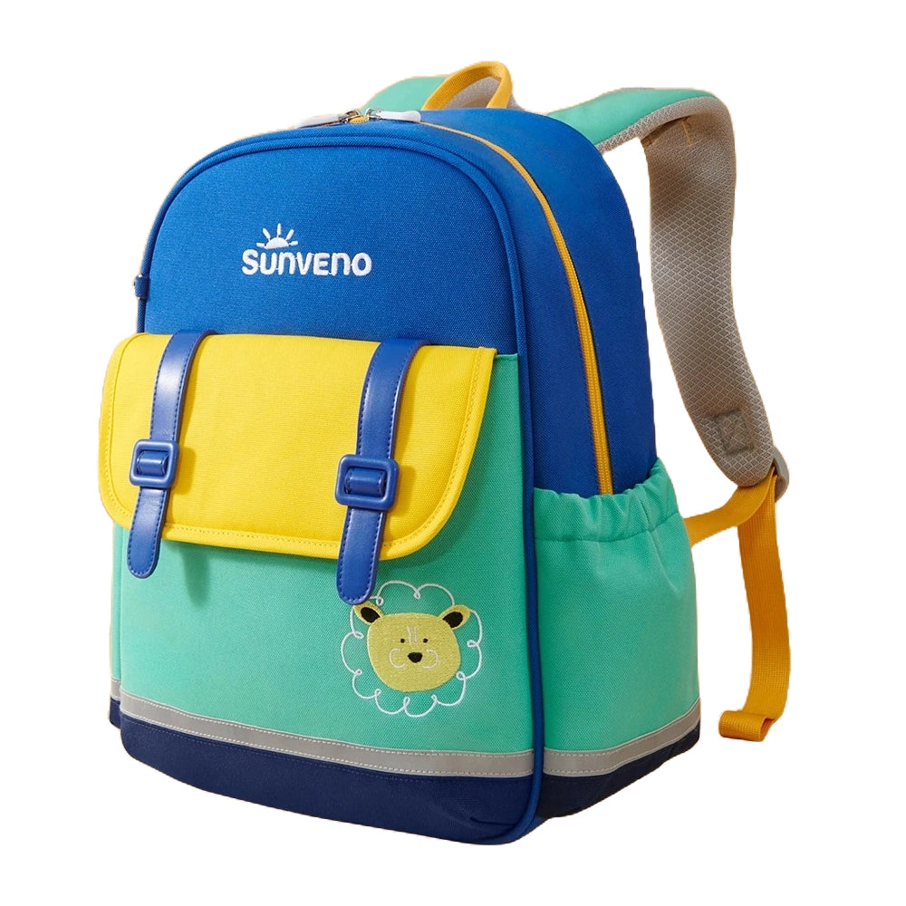 SUNVENO Kids Ergonomic Colorblock Backpack, Lightweight Toddler School Bag with Reflective Strip