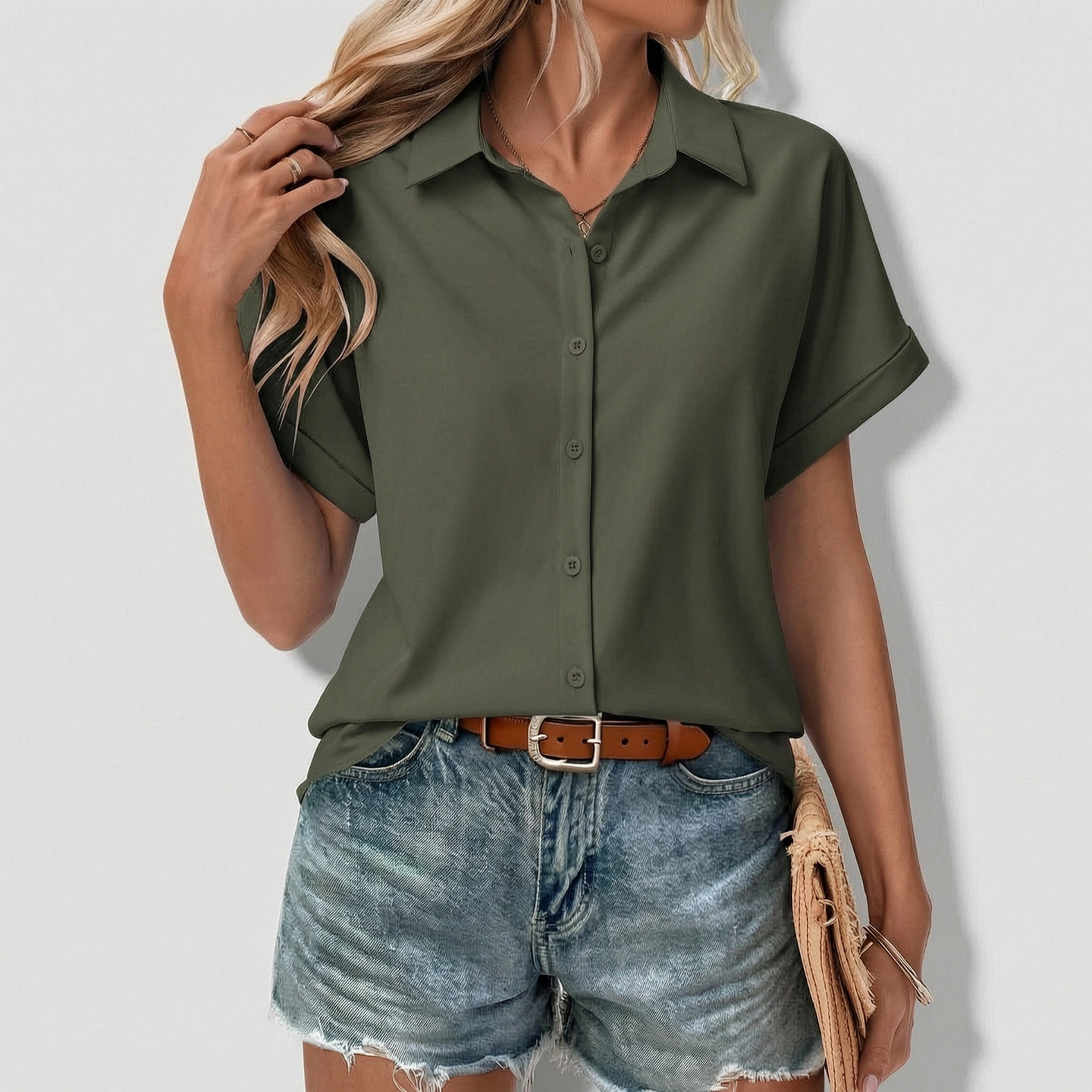 Zeagoo Short Sleeve Blouses for Women Summer Tops Collared Button Down Shirts Office Work Clothing