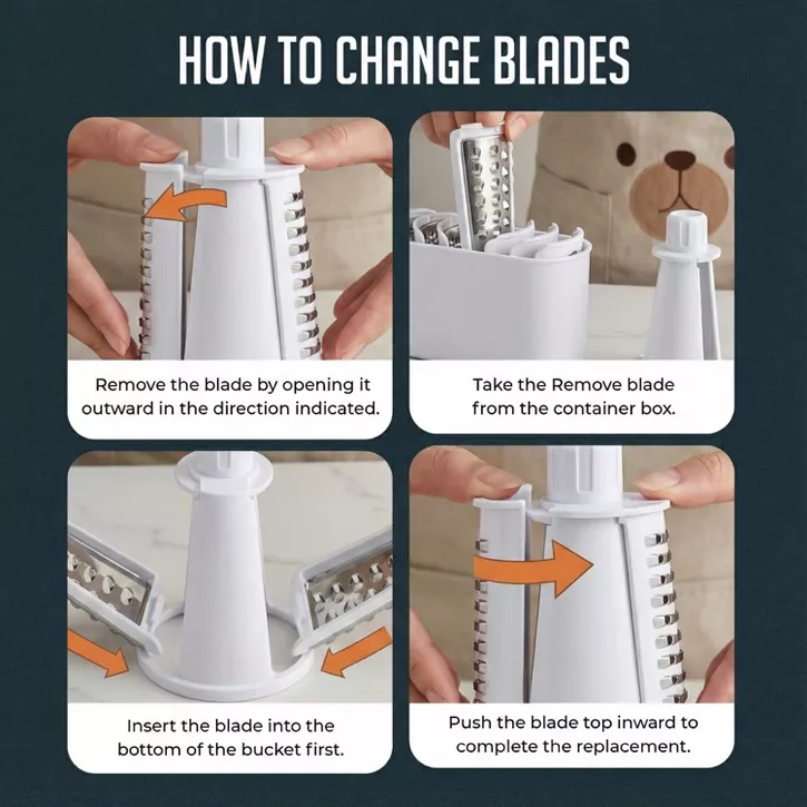 Luminuxe Rotary Cheese Grater w/ Handle, Manual Cheese Shredder Strong Suction Base. Kitchen Mandoline Vegetable Slicer