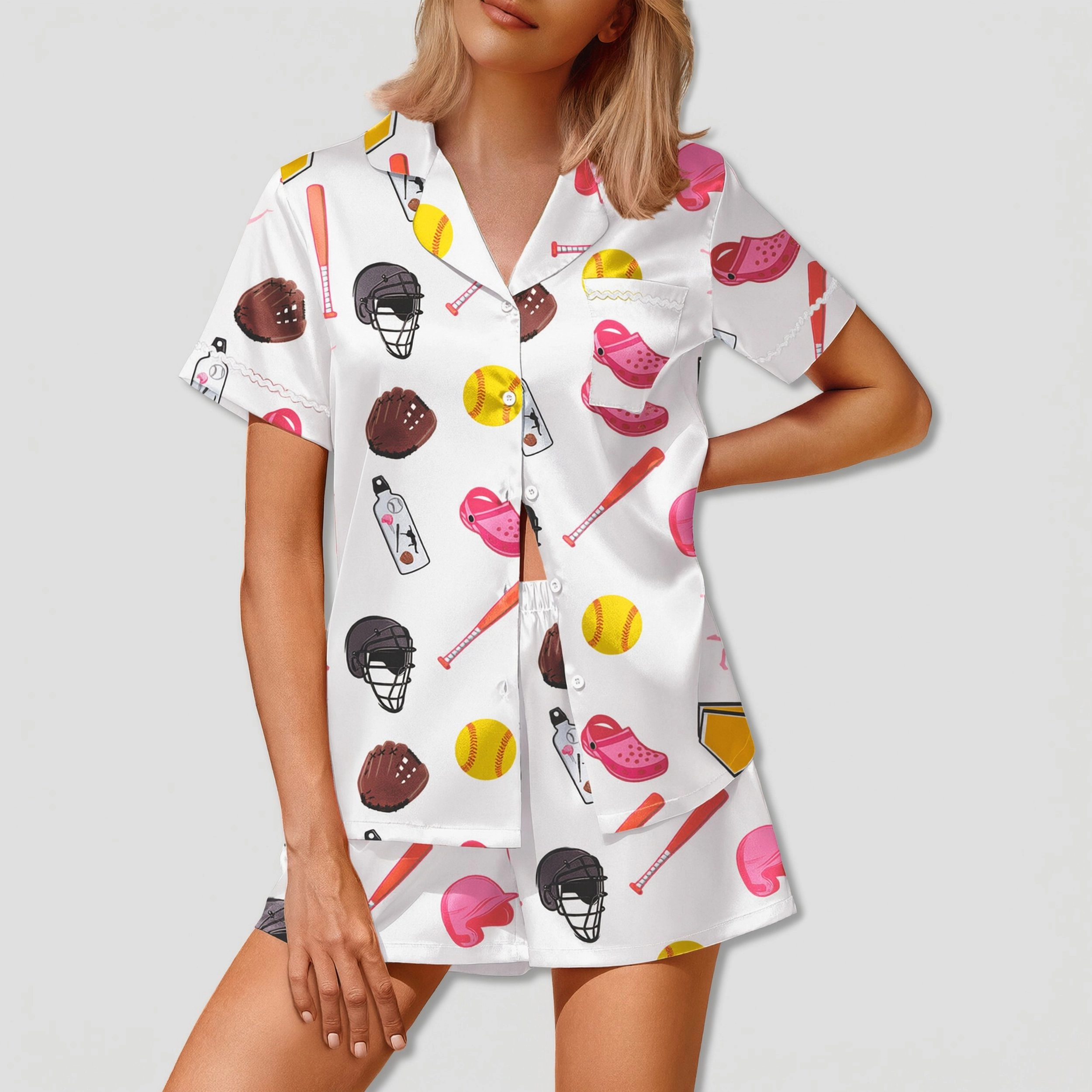 Ekouaer Pajamas 2 Piece for Women Set Button Down PJ Short Sleeve and Shorts Pjs