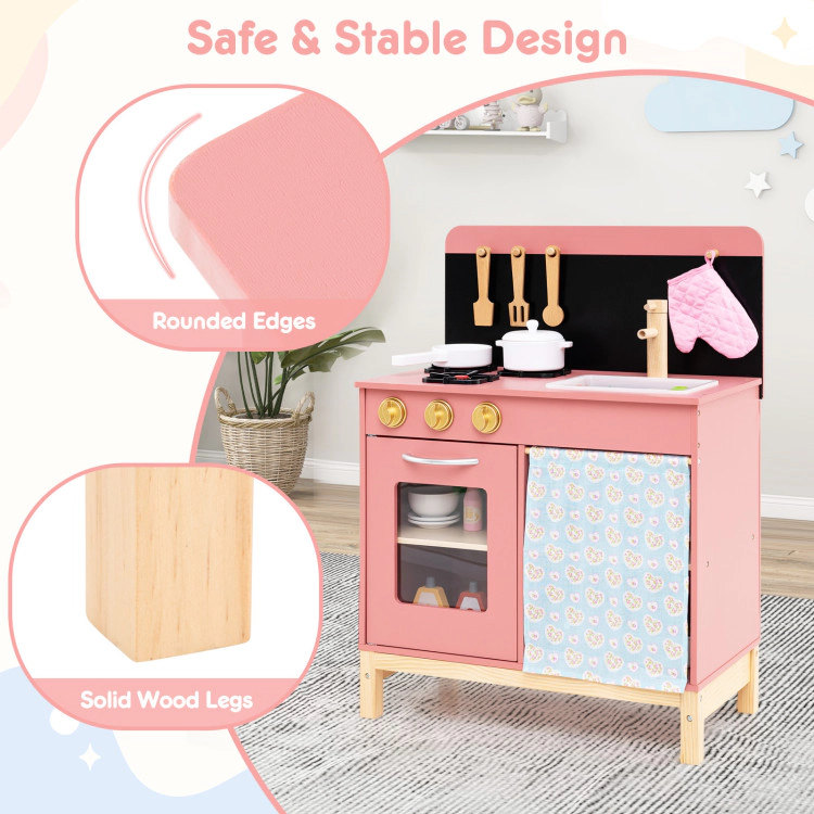 Hivvago Children’s Pretend Cooking Station with Fabric Curtain