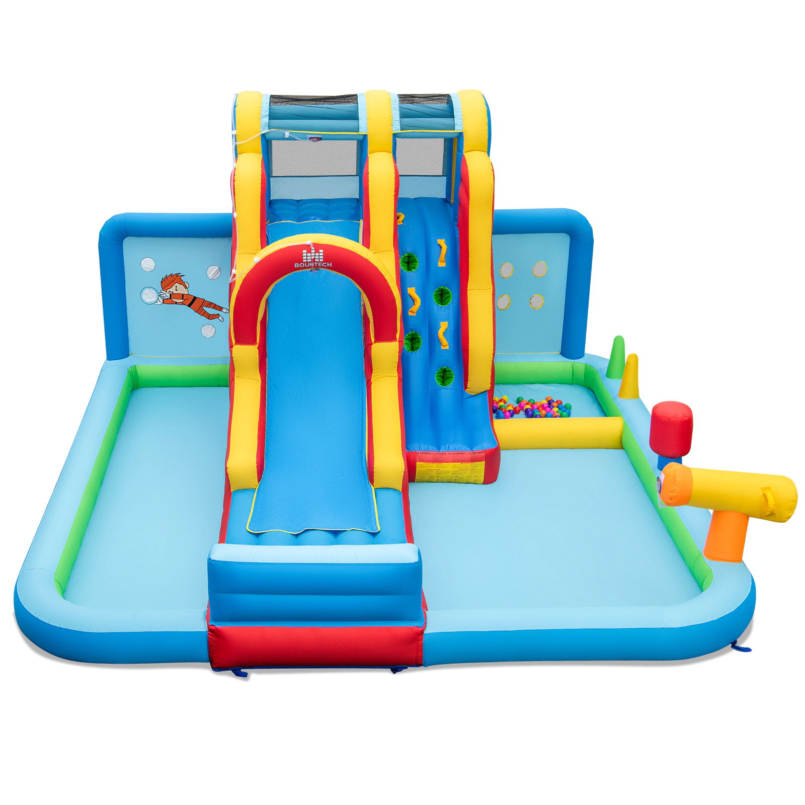 Hivvago Inflatable Water Slide Water Park with Long Slide and Splash Pools and Ball Pit without Blower