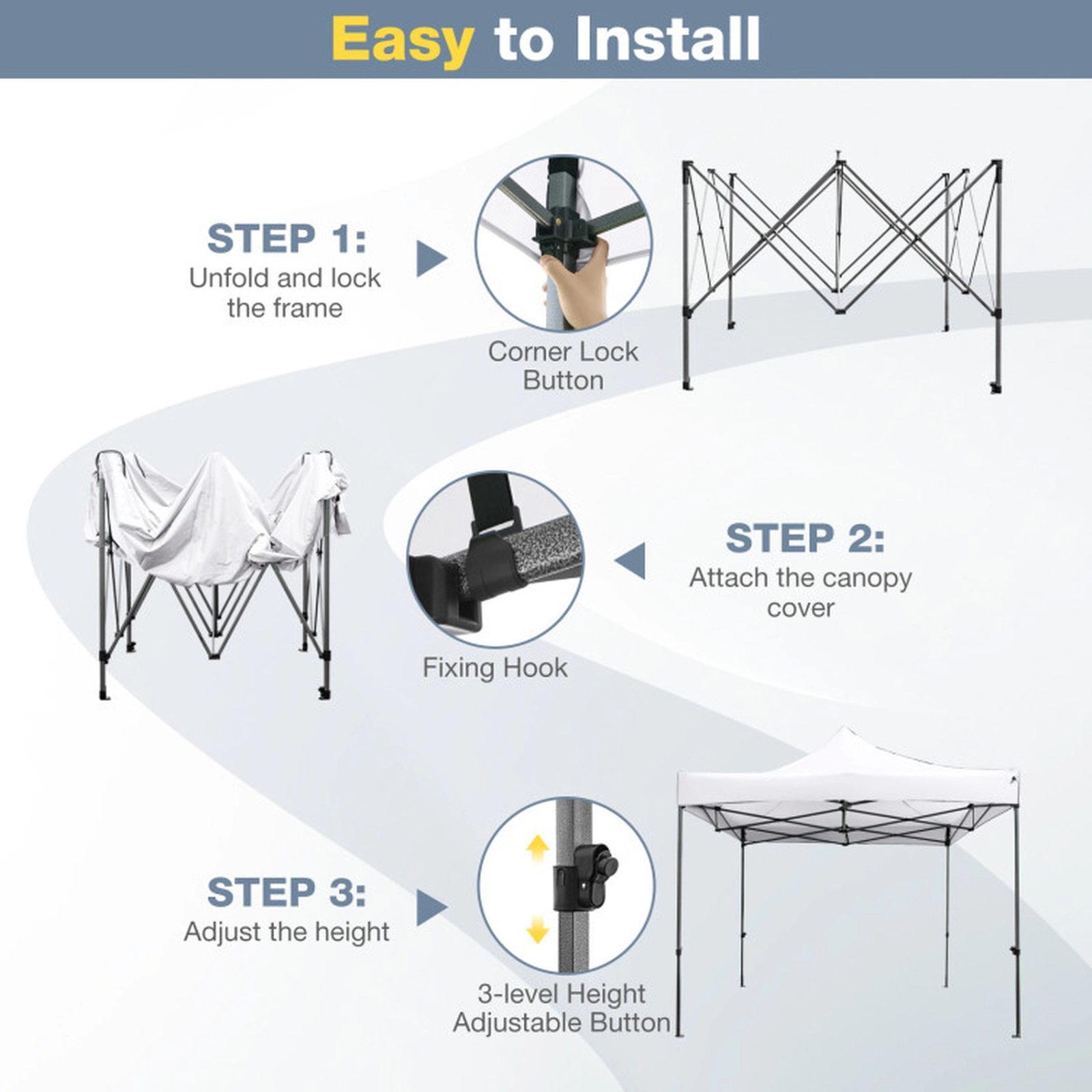 SUGIFT White 10-ft by 10-ft 420D Oxford Pop Up Canopy Tent with Carbon Metal Truss Frame and Wheeled Bag