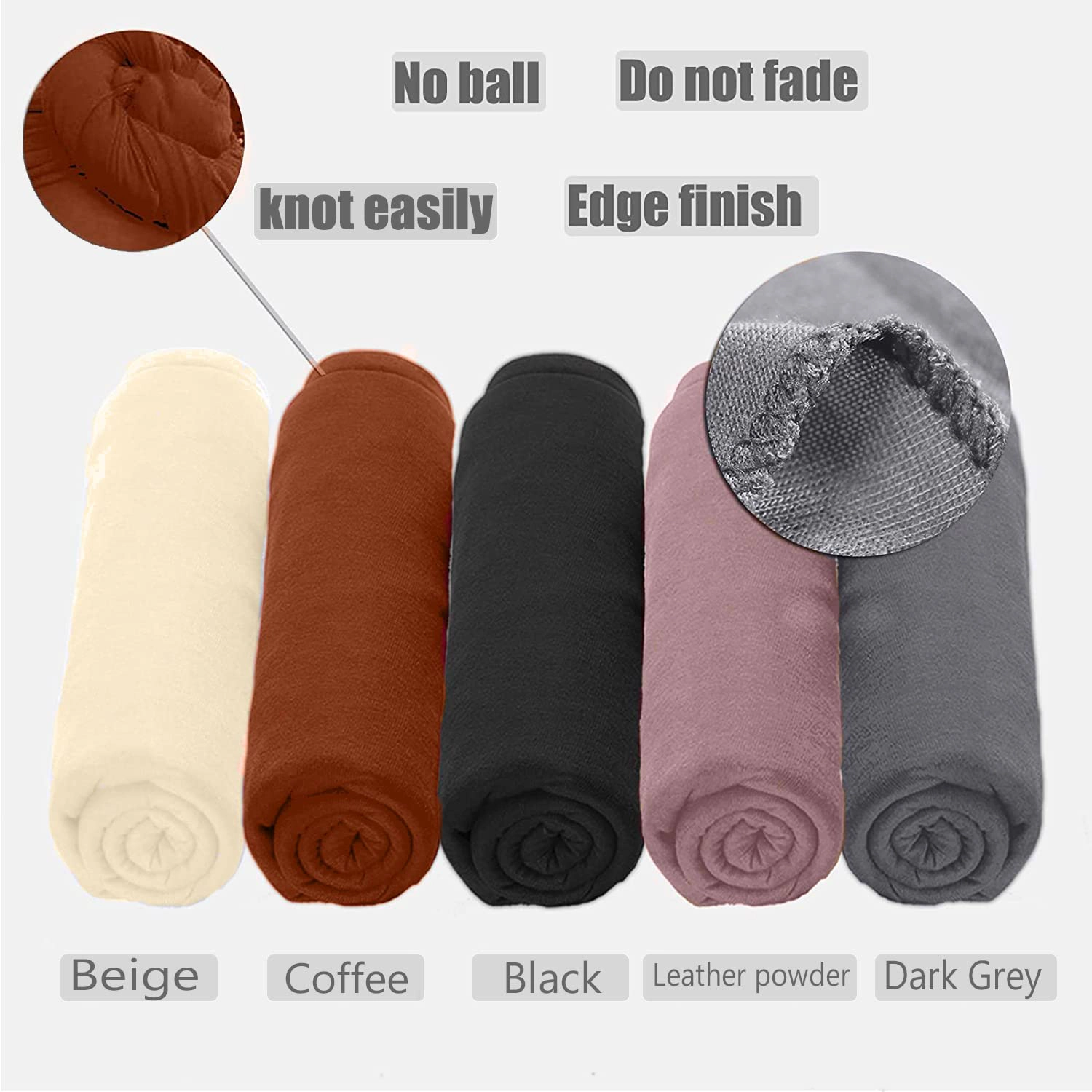 5 Pcs Stretch Jersey Turban Headwrap for Women, Boho Extra Long Soft Breathable Easy Knot Hijab Tie