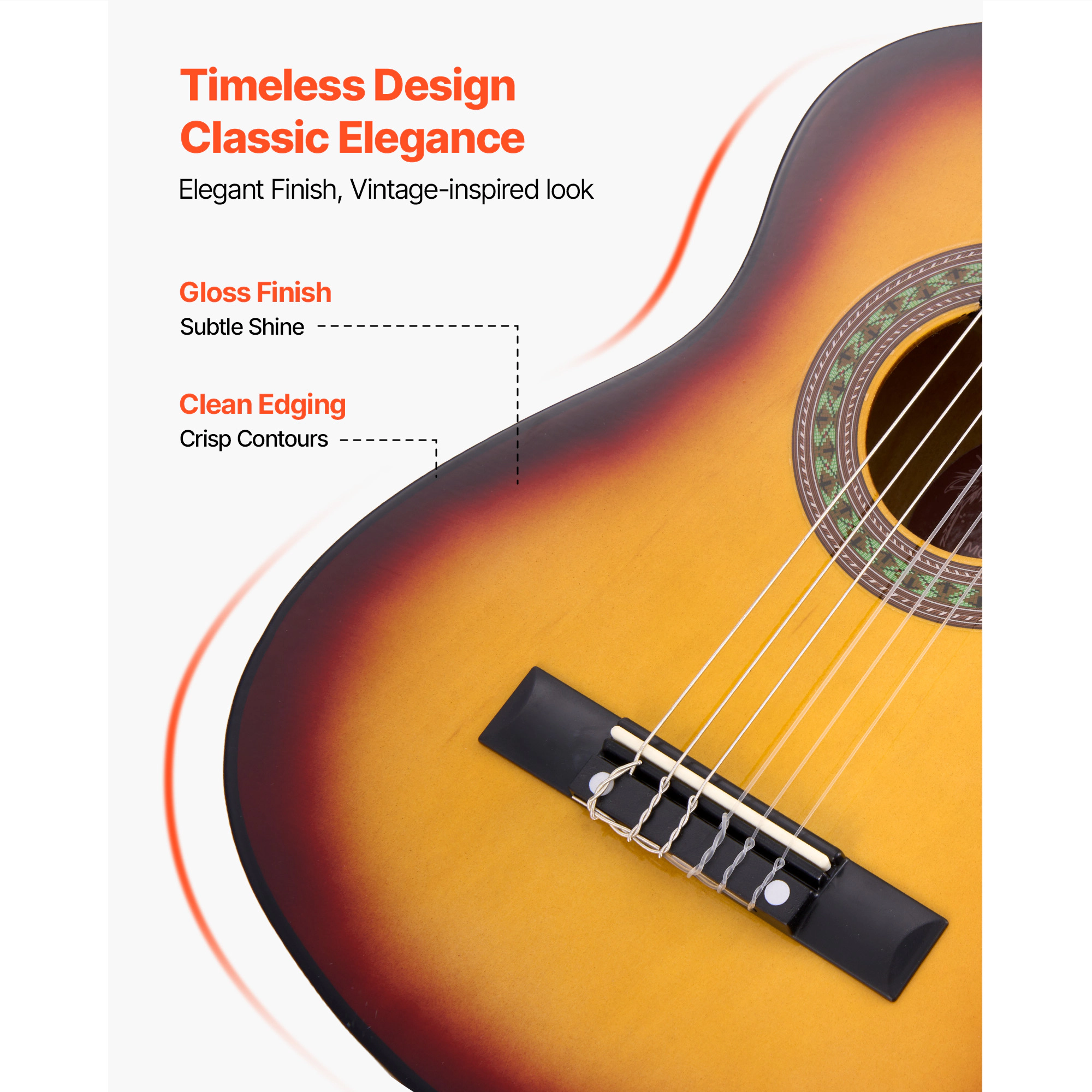 HONGGE Classical Guitar Wood Classical Guitar Starter Kit for Beginners with Nylon Strings Gig Bag Strap Tuner Extra