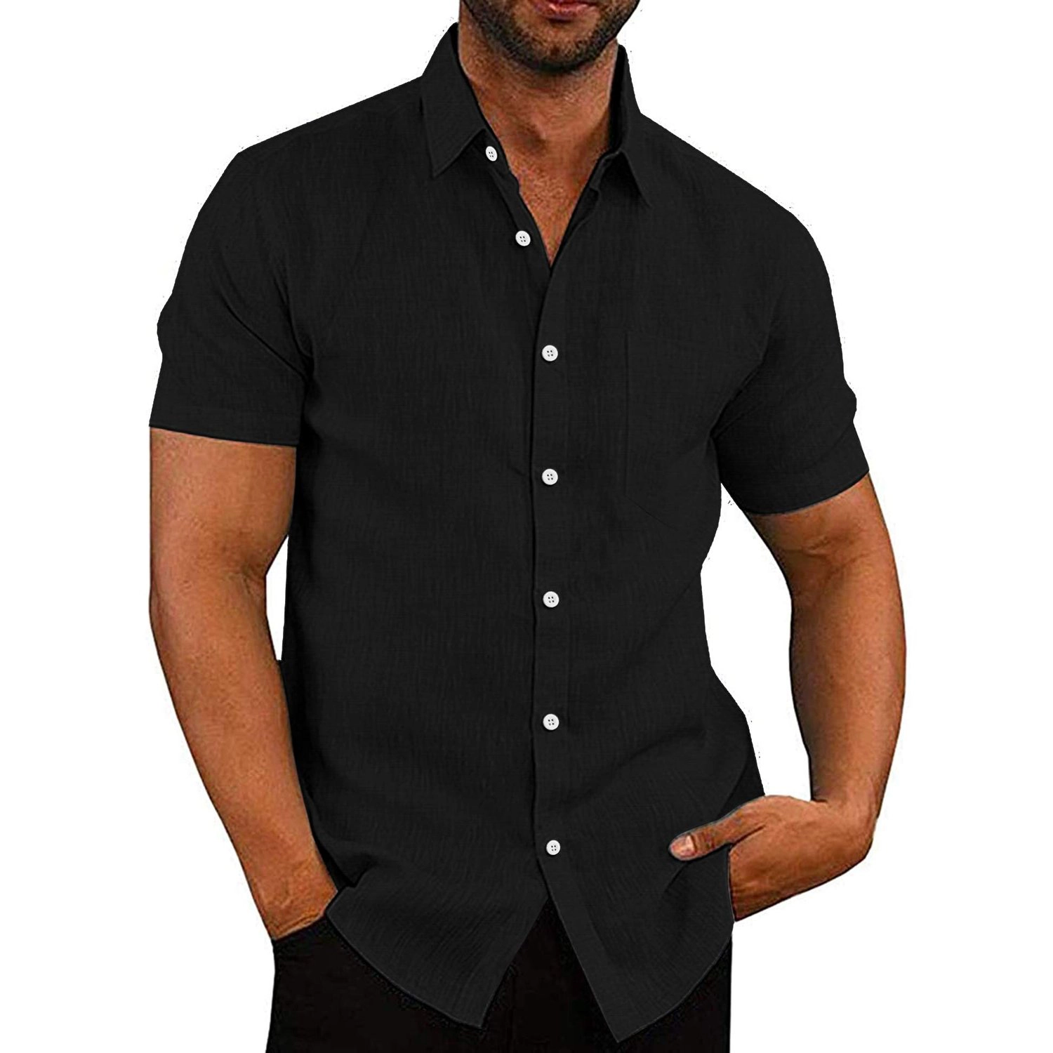 COOFANDY Mens Classic Short Sleeve Shirts  Button Down Collared Casual Tops