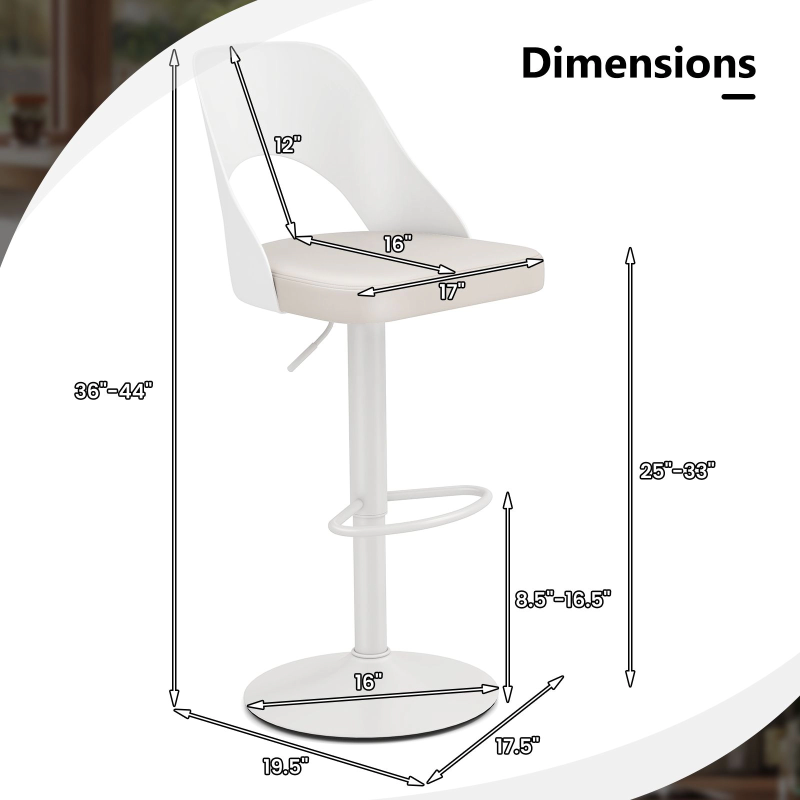 SlickBlue Set of 2 Bar Stools PU Leather Seat Adjustable Height Swivel Chairs