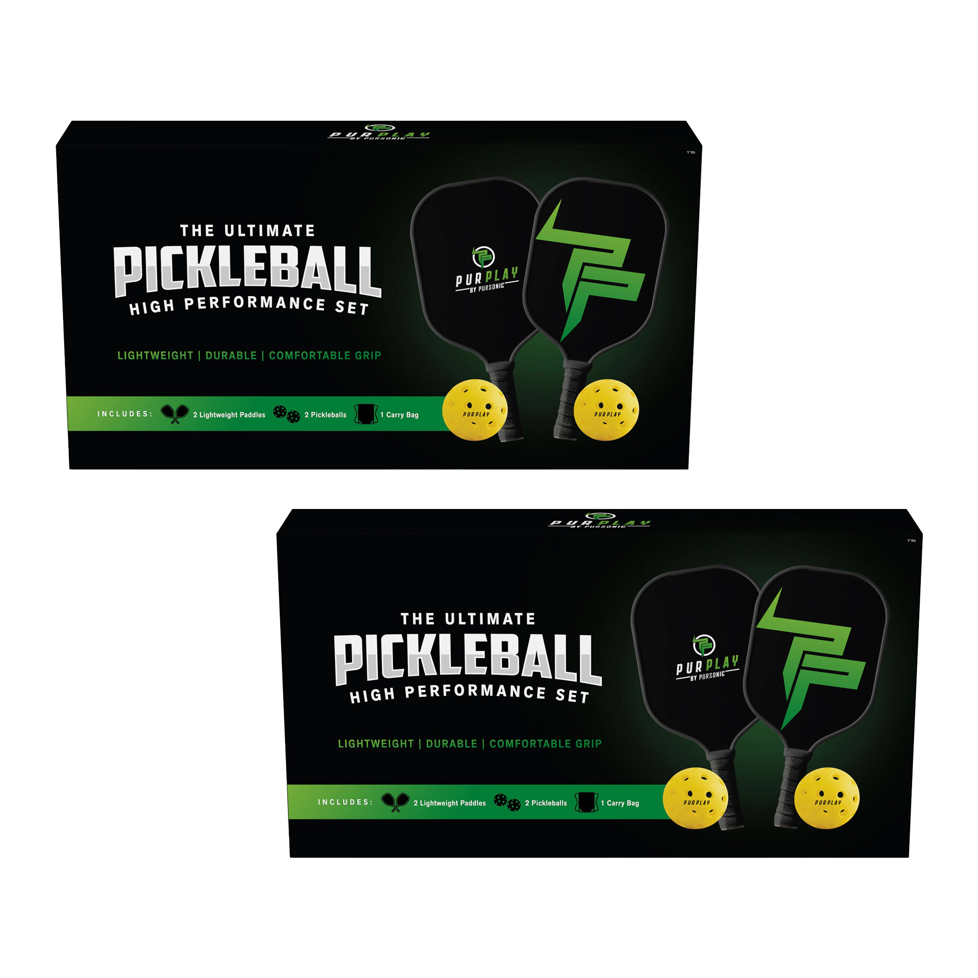 Pursonic Unisex High Performance Pickleball Set with 4 Paddles, 4 Balls & 2 Carry Bags