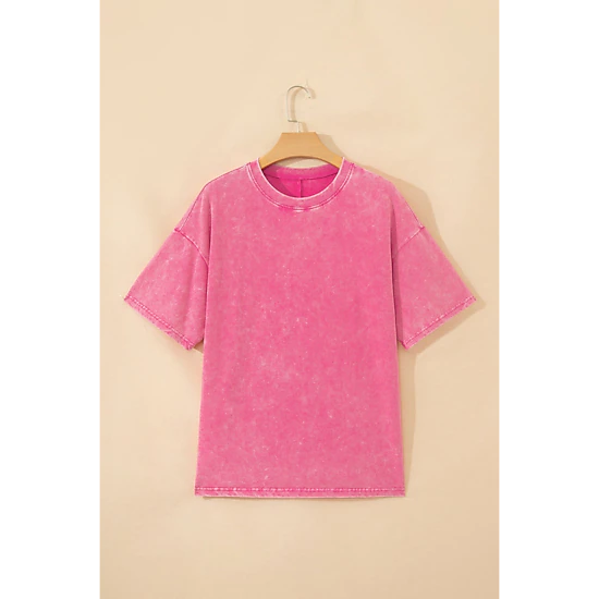 Threaded Pear Womens Neriah Mineral Washed Oversize Tee - Sachet Pink